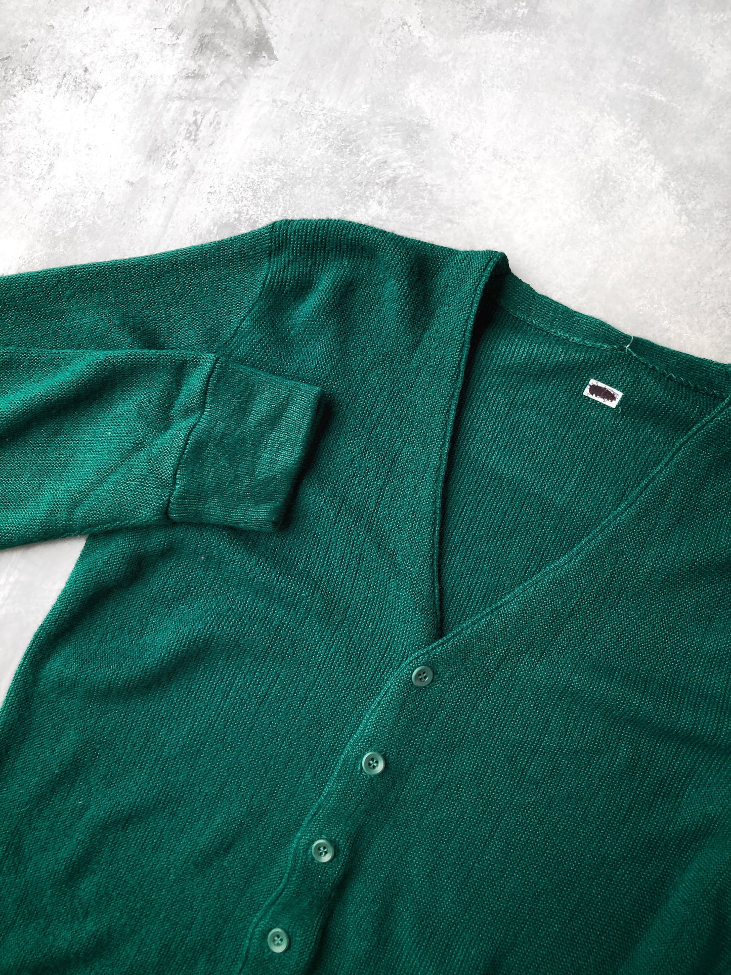 Green V-Neck Cardigan 70's - Medium