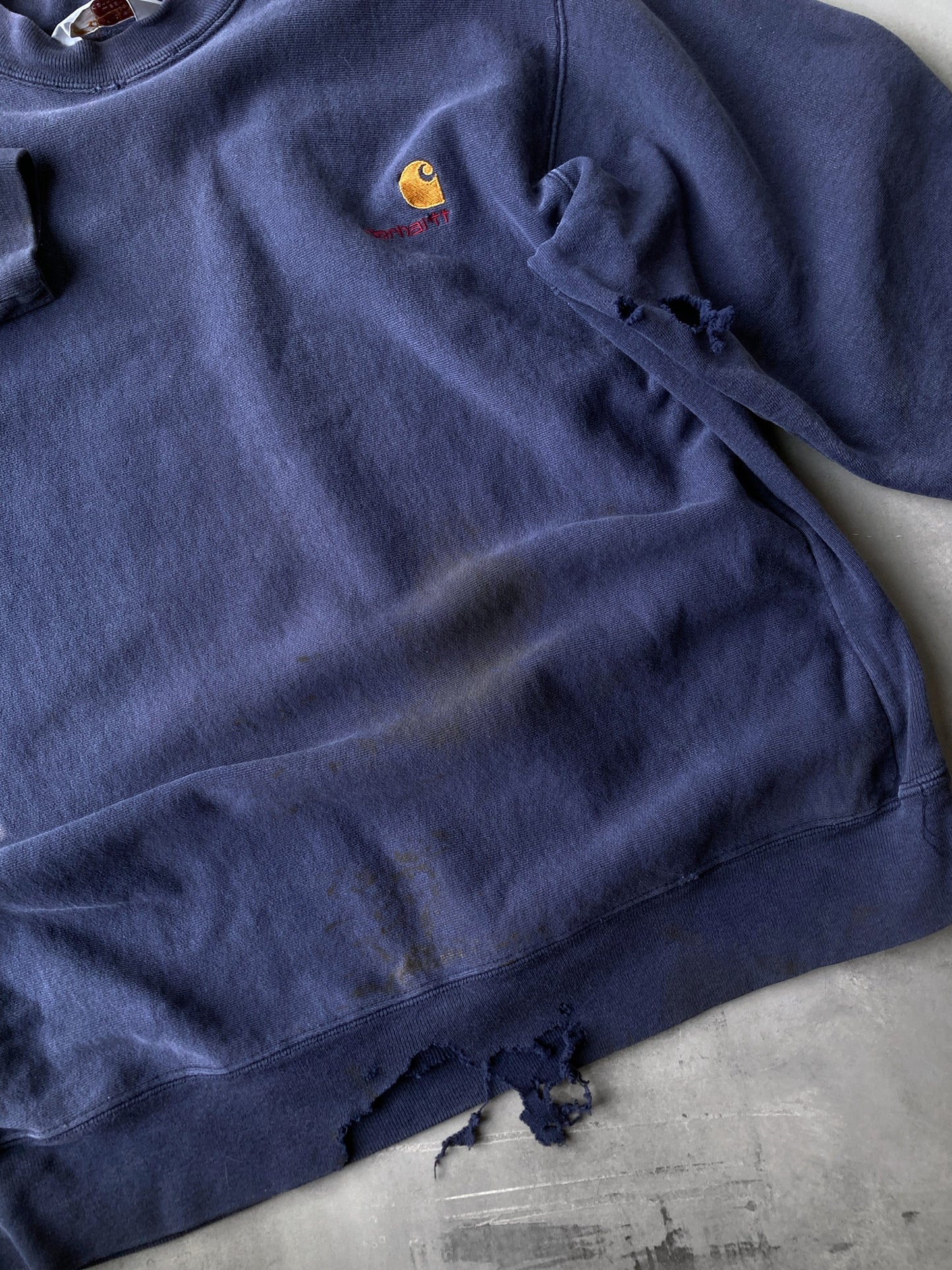 Distressed Carhartt Sweatshirt 90's - Large