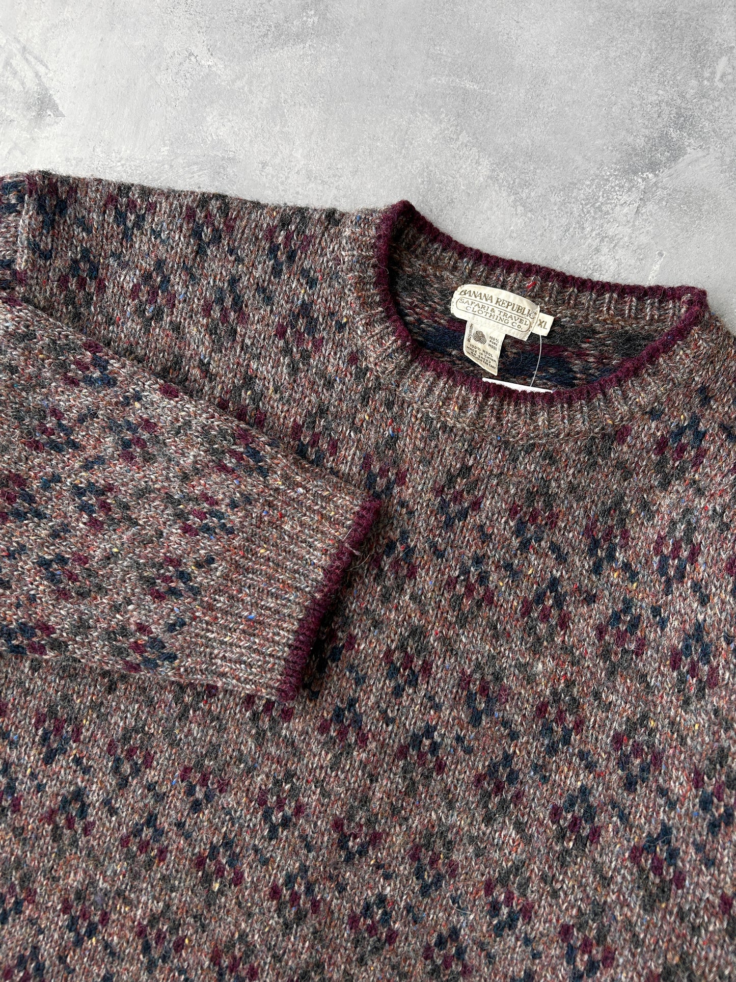 Banana Republic Patterned Wool Sweater 90's - XL