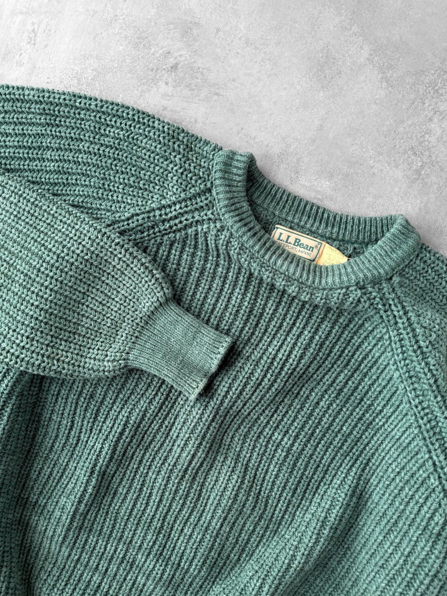 L.L. Bean Teal Ribbed Sweater 80's - XL