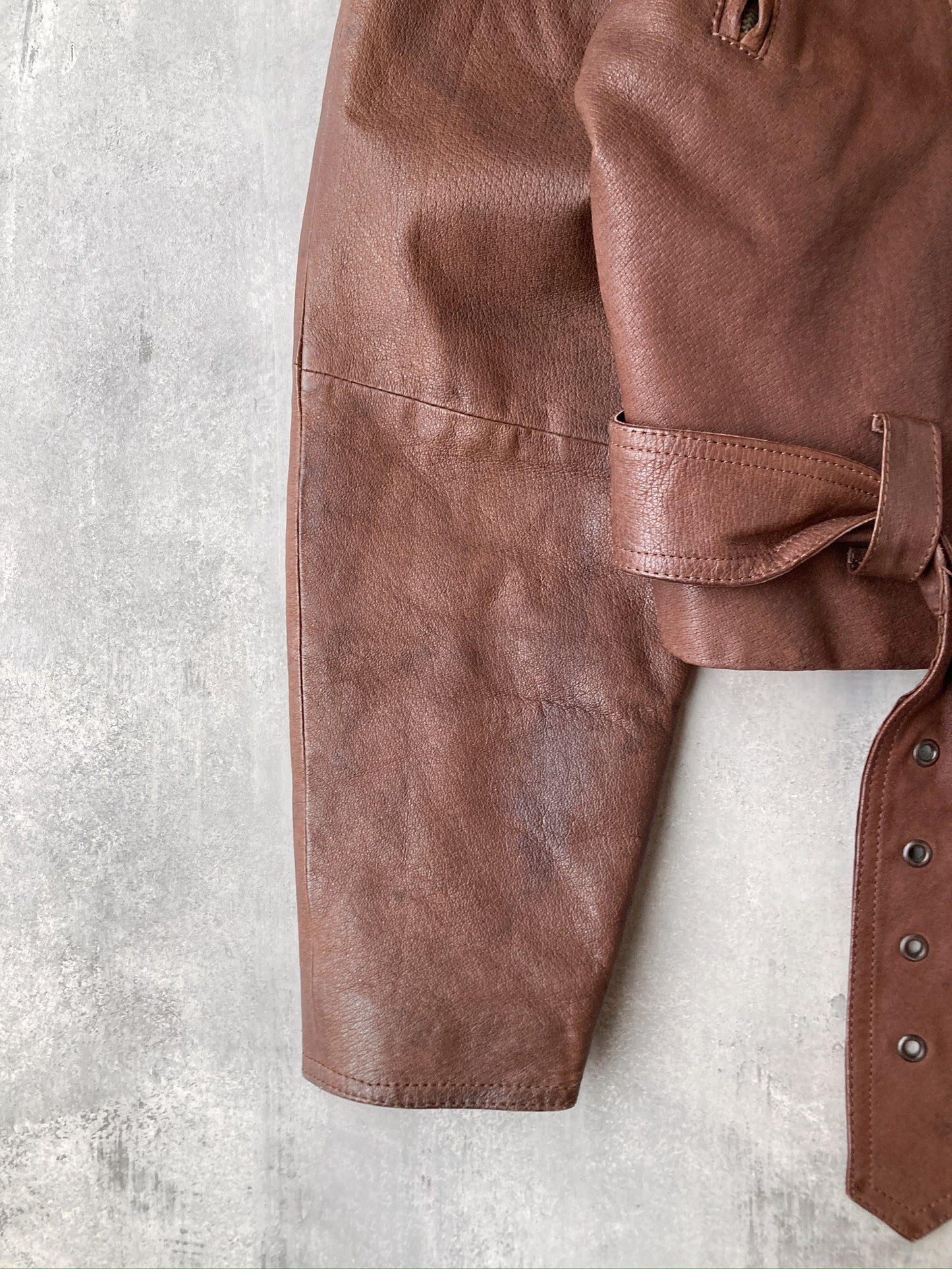 Brown Leather Moto Jacket 00's - Small