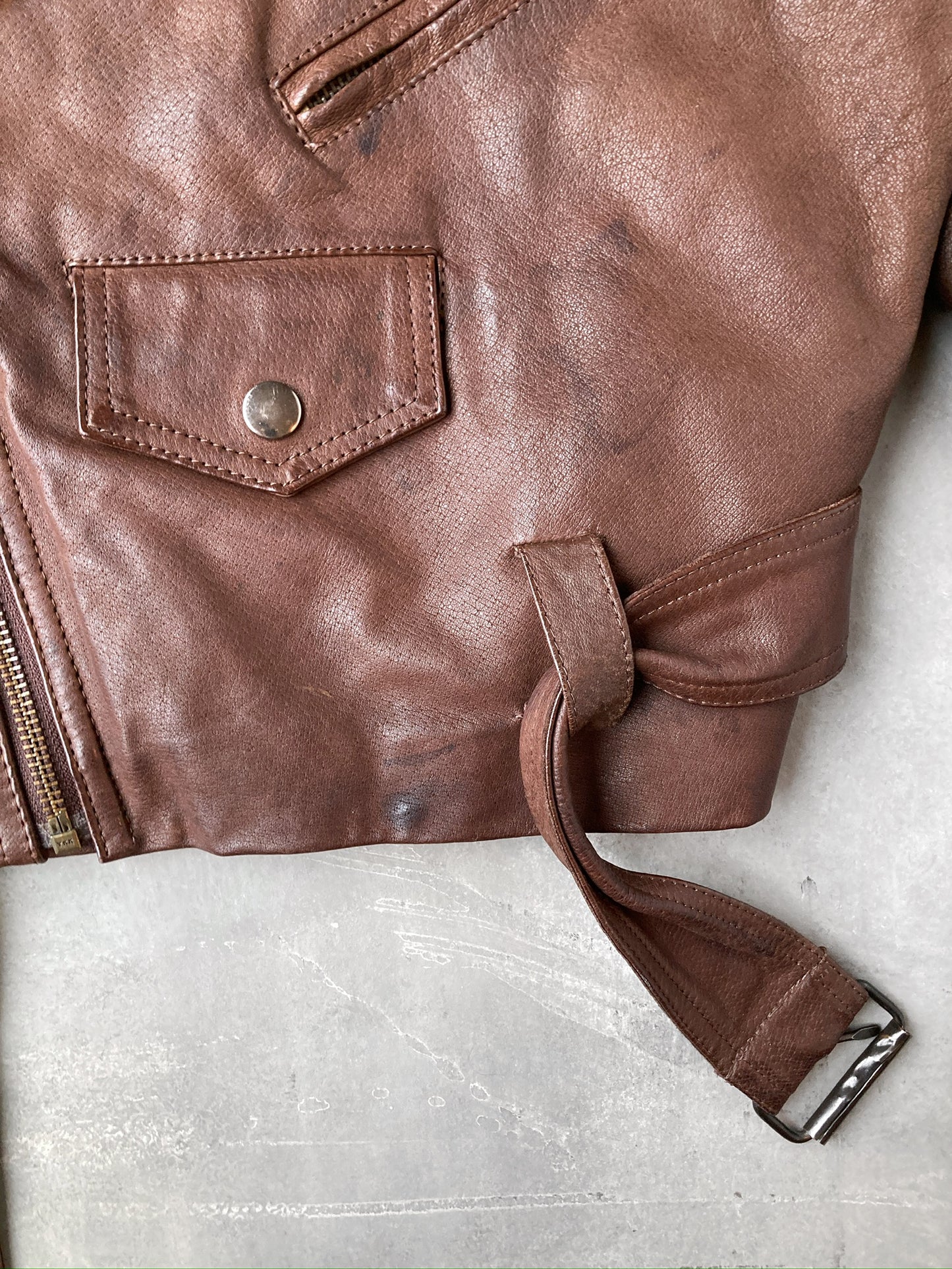 Brown Leather Moto Jacket 00's - Small