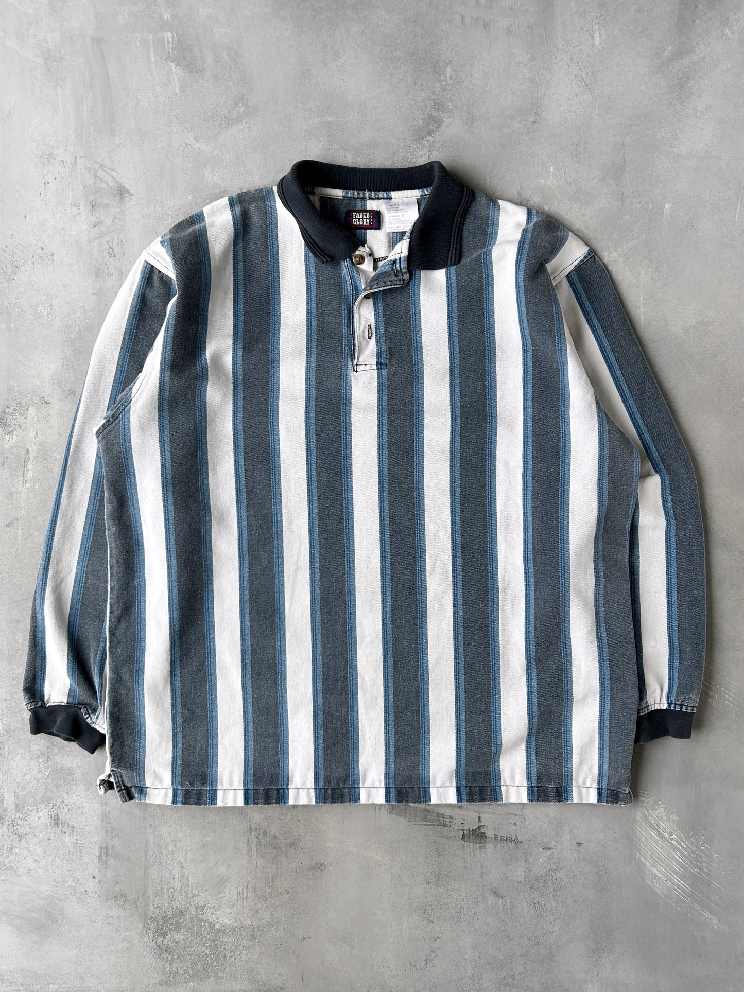 Striped Denim Top Y2K - Large