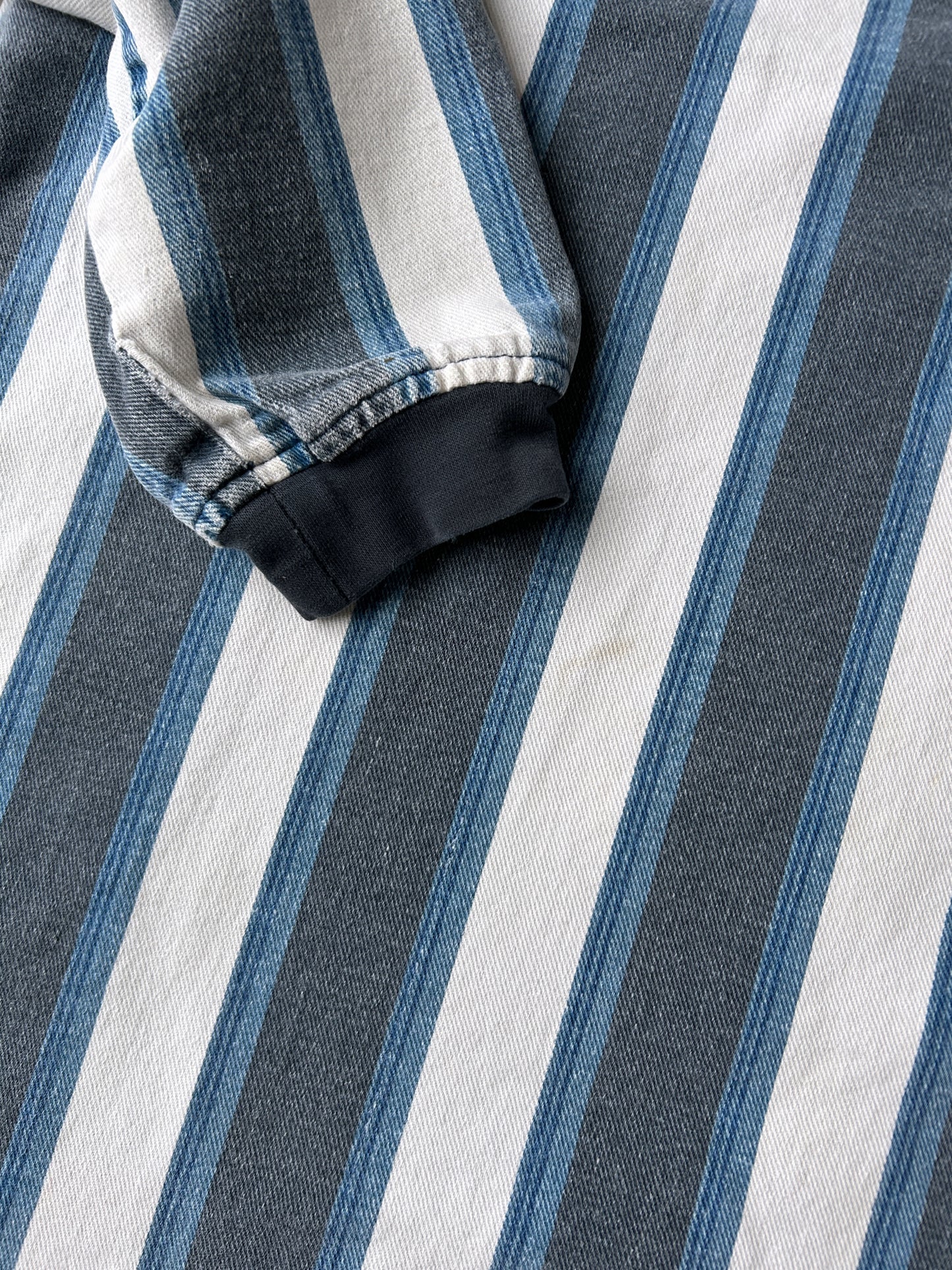 Striped Denim Top Y2K - Large