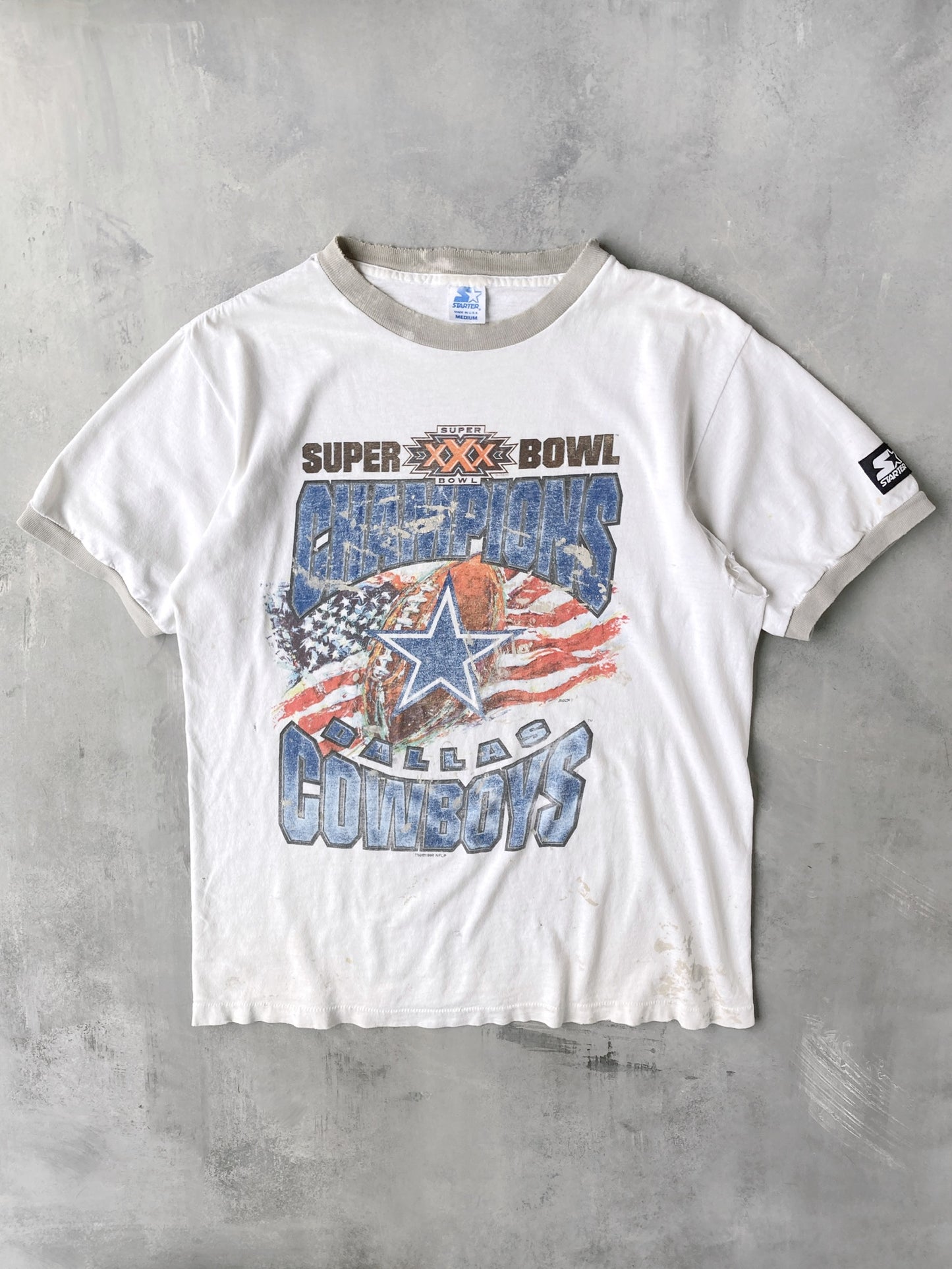 Dallas Cowboys Super Bowl Ringer T-Shirt '96 - Large