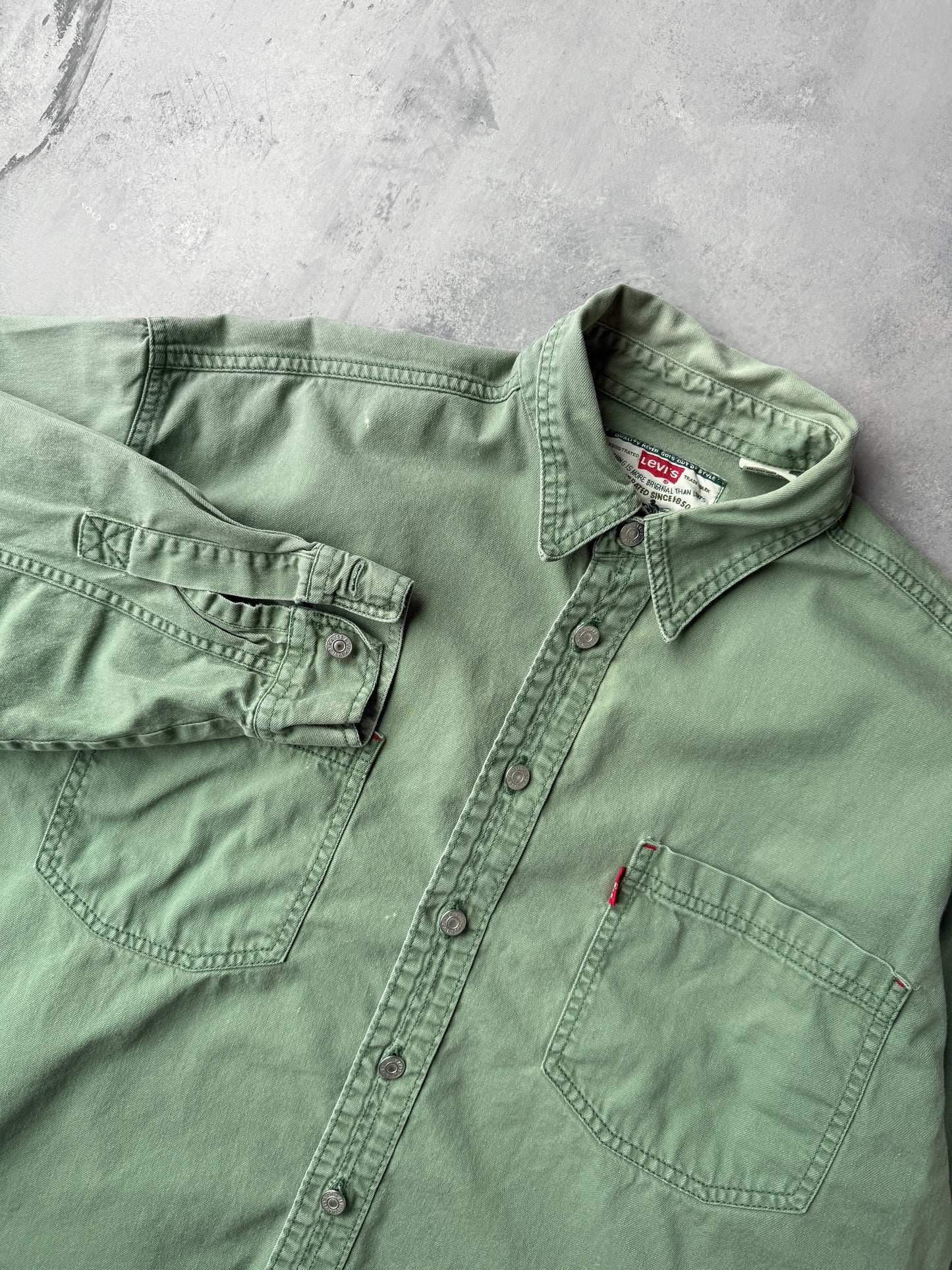 Green Levi's Denim Top 00's - Large