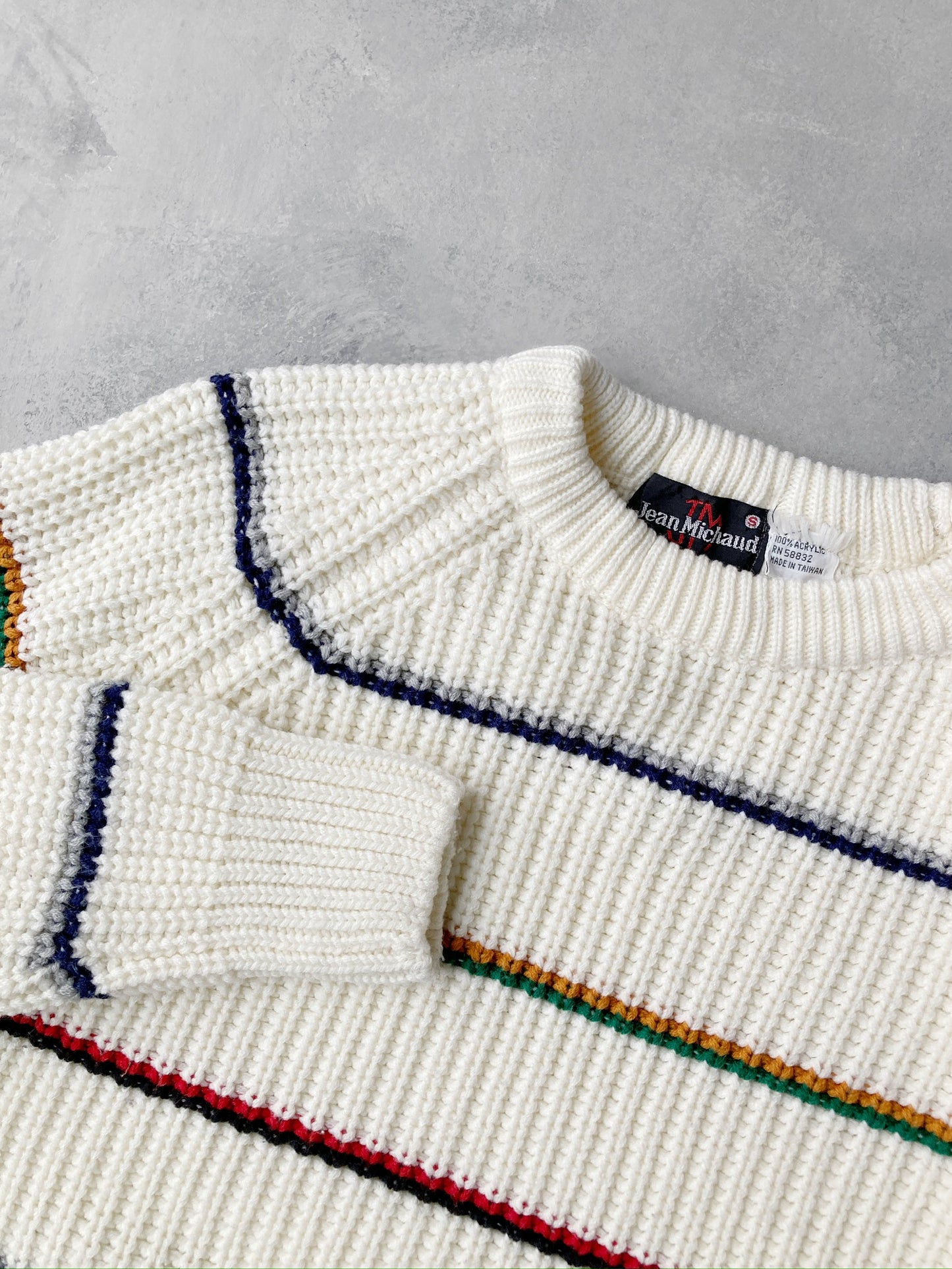 Colorful Stripe Ribbed Sweater 90's - Small
