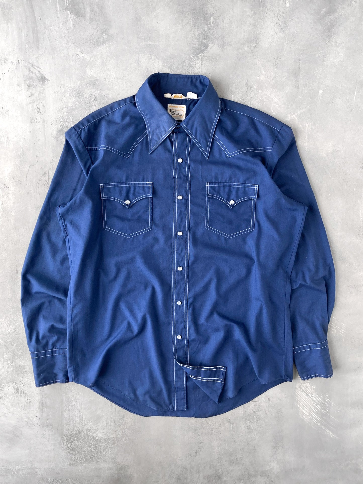 Contrast Stitched Pearl Snap Shirt 70's - XL