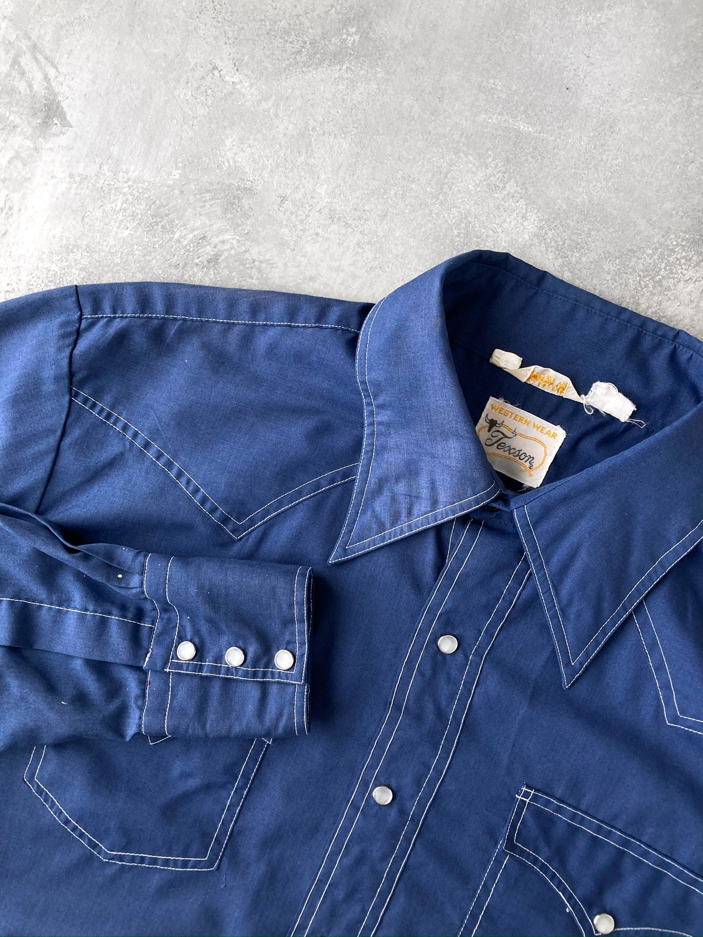 Contrast Stitched Pearl Snap Shirt 70's - XL