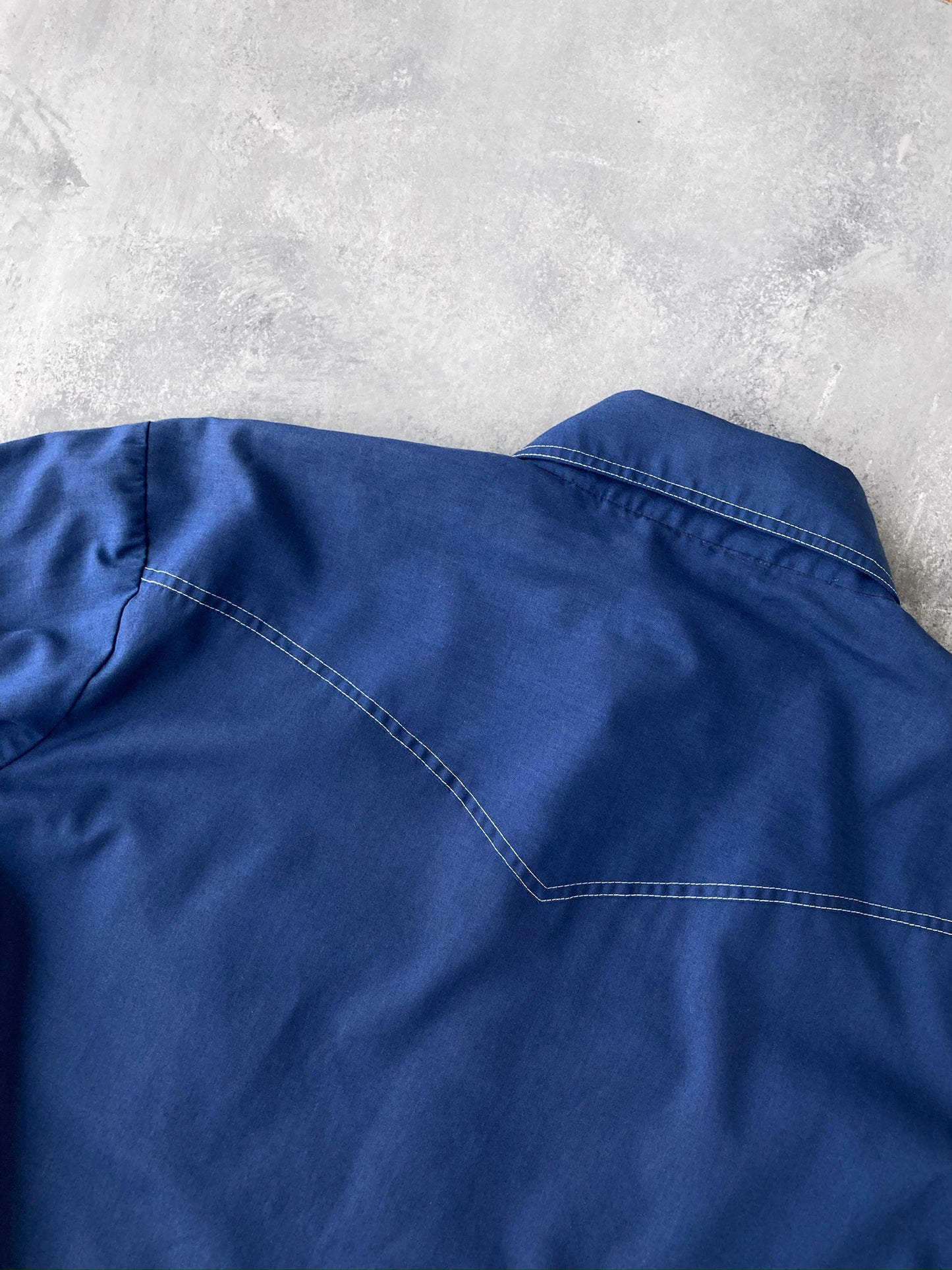 Contrast Stitched Pearl Snap Shirt 70's - XL