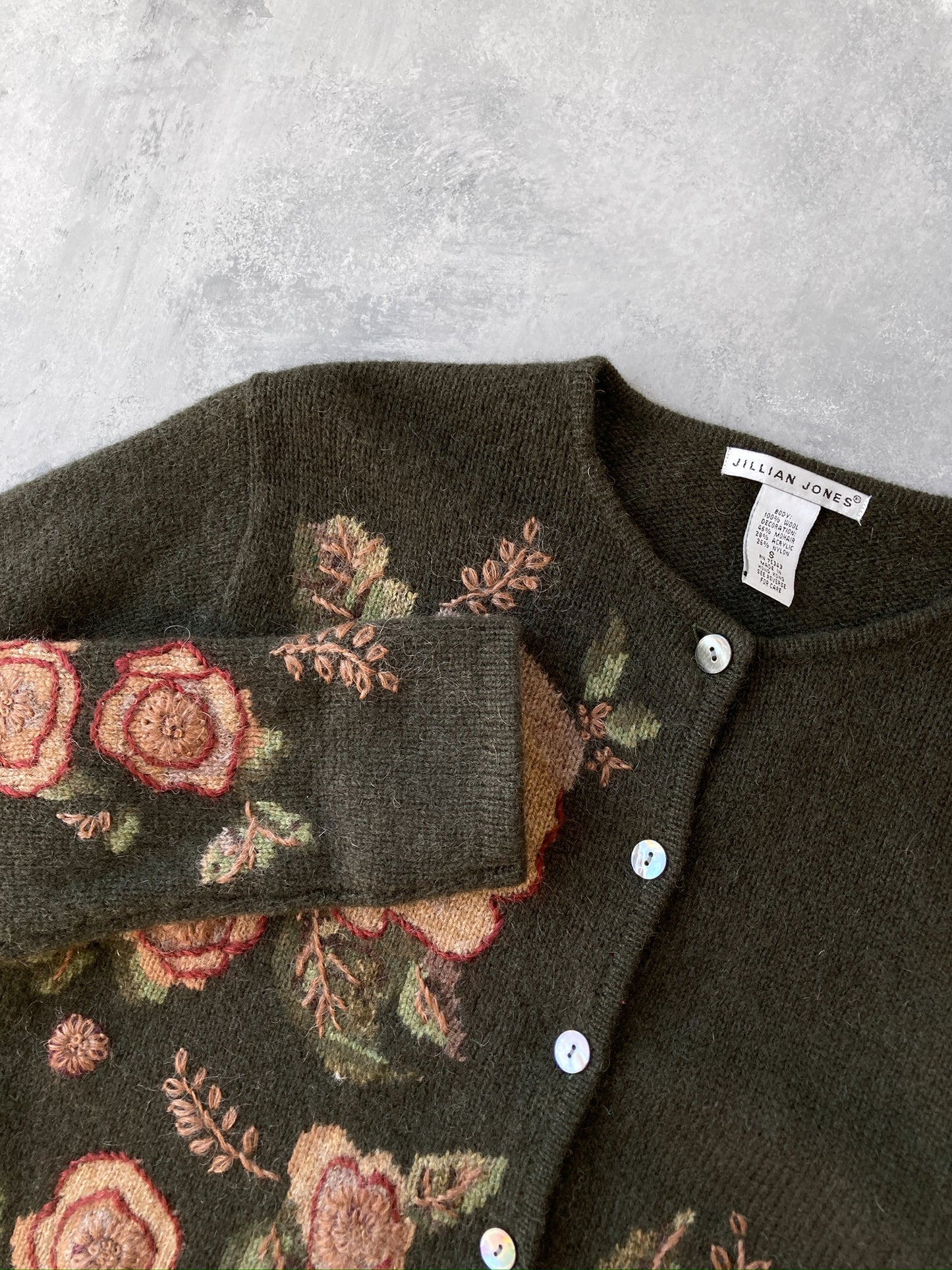 Embroidered Wool Cardigan - Small