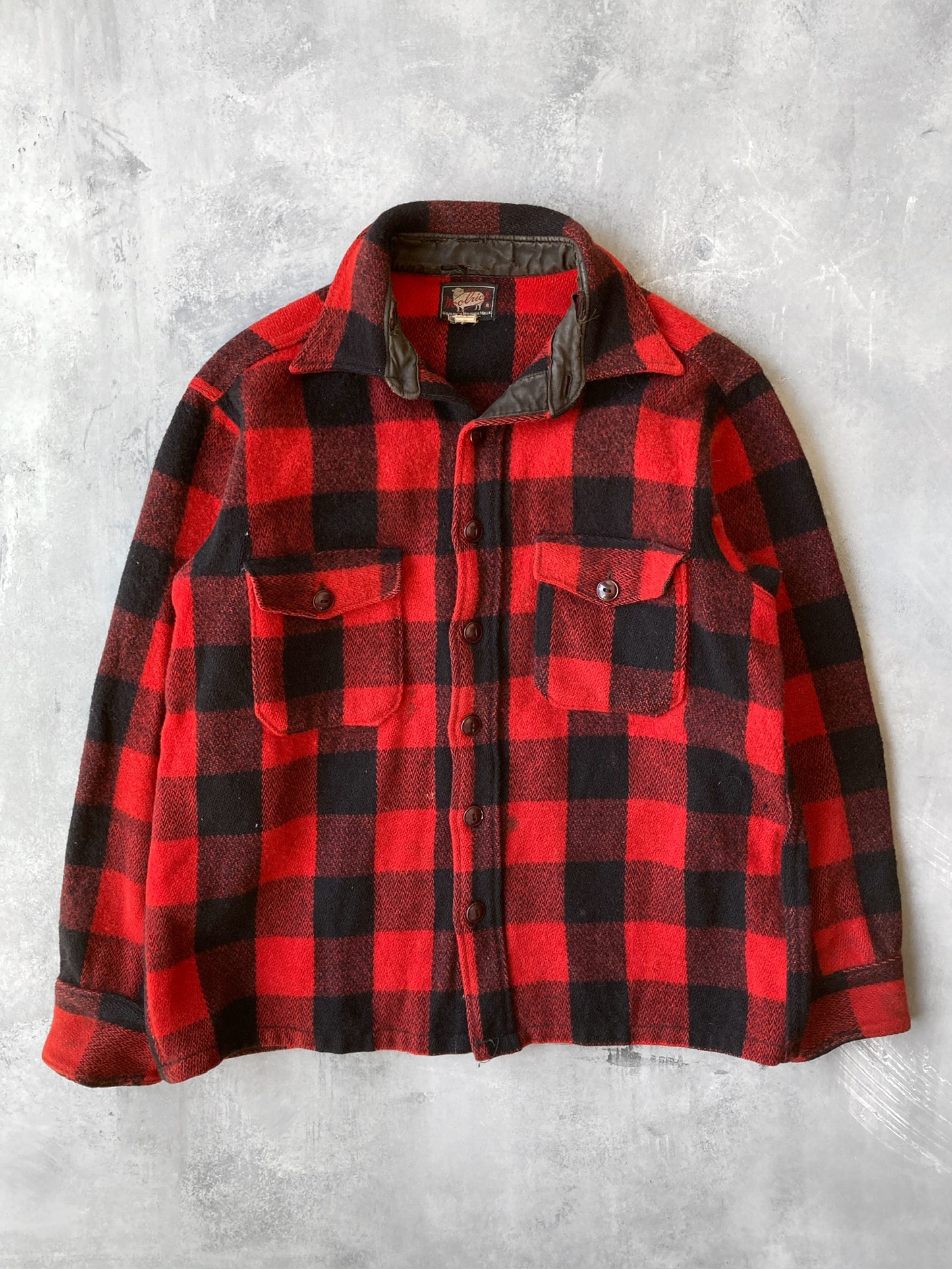 Buffalo Plaid Wool Shirt 50's - Large