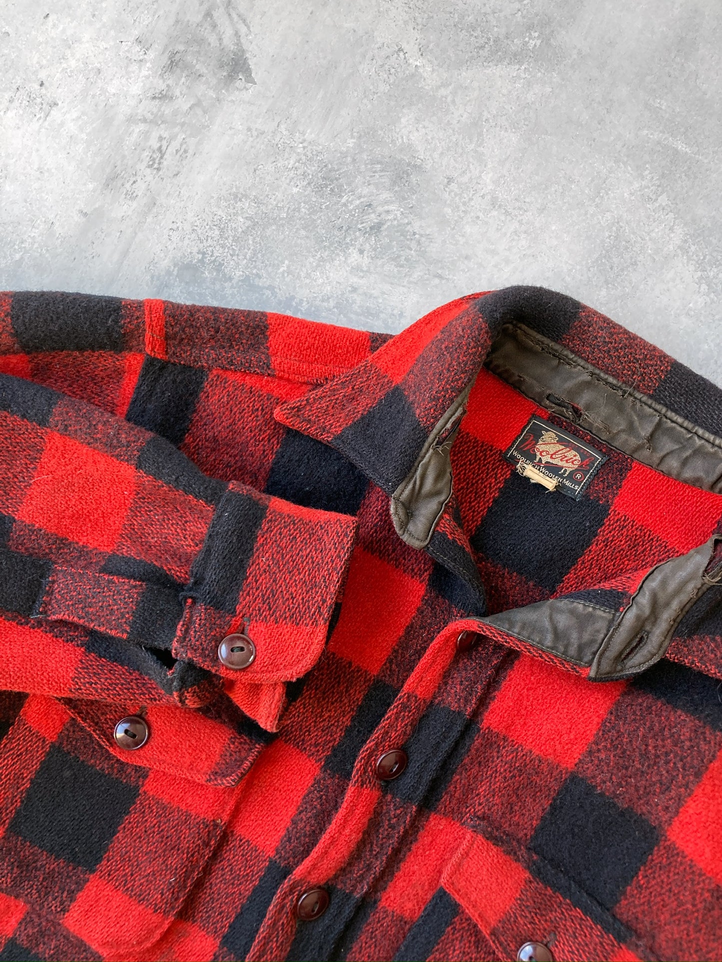 Buffalo Plaid Wool Shirt 50's - Large