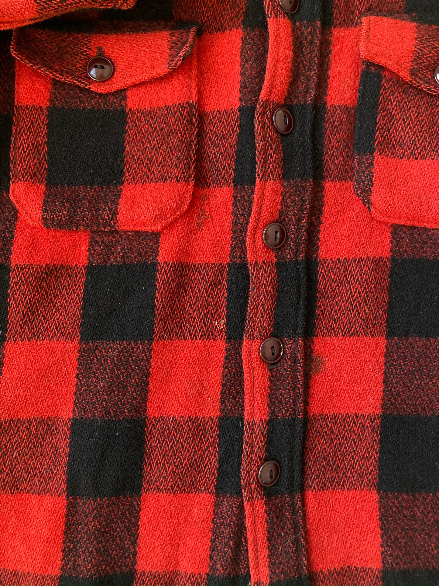 Buffalo Plaid Wool Shirt 50's - Large