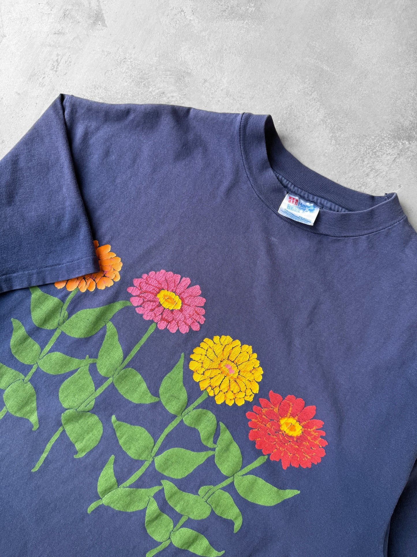 Zinnias Flower Art T-Shirt 90's - XL