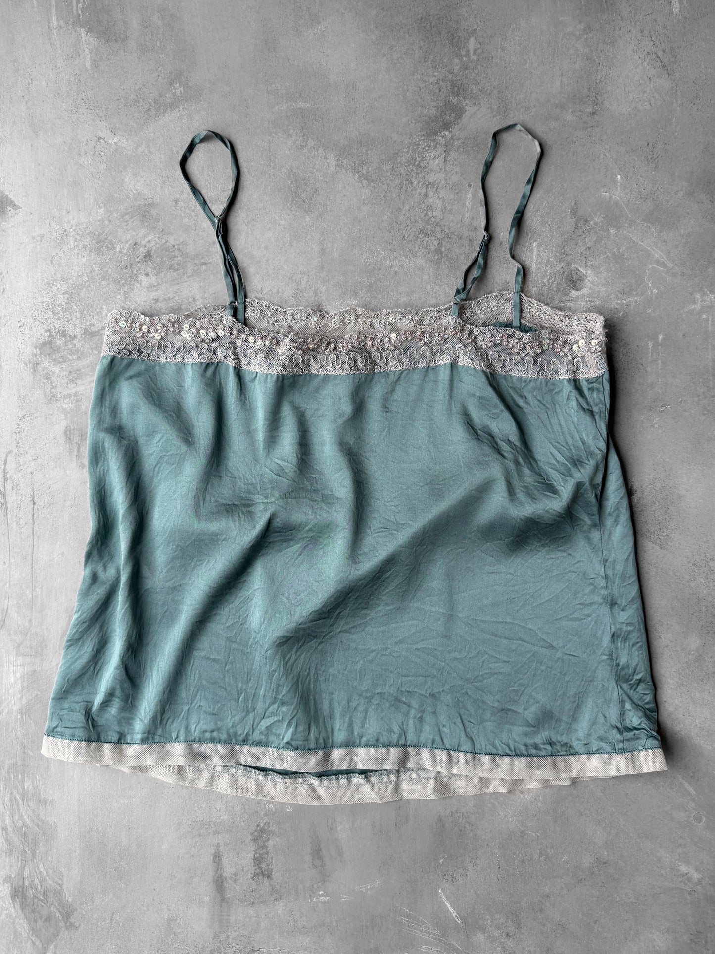Embellished Silk Top Y2K - Medium
