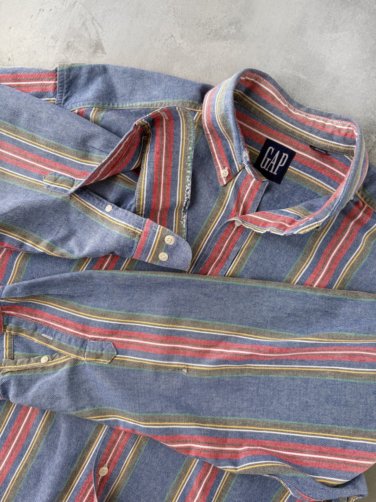 Gap Striped Cotton Button Up Shirt 90's - XL