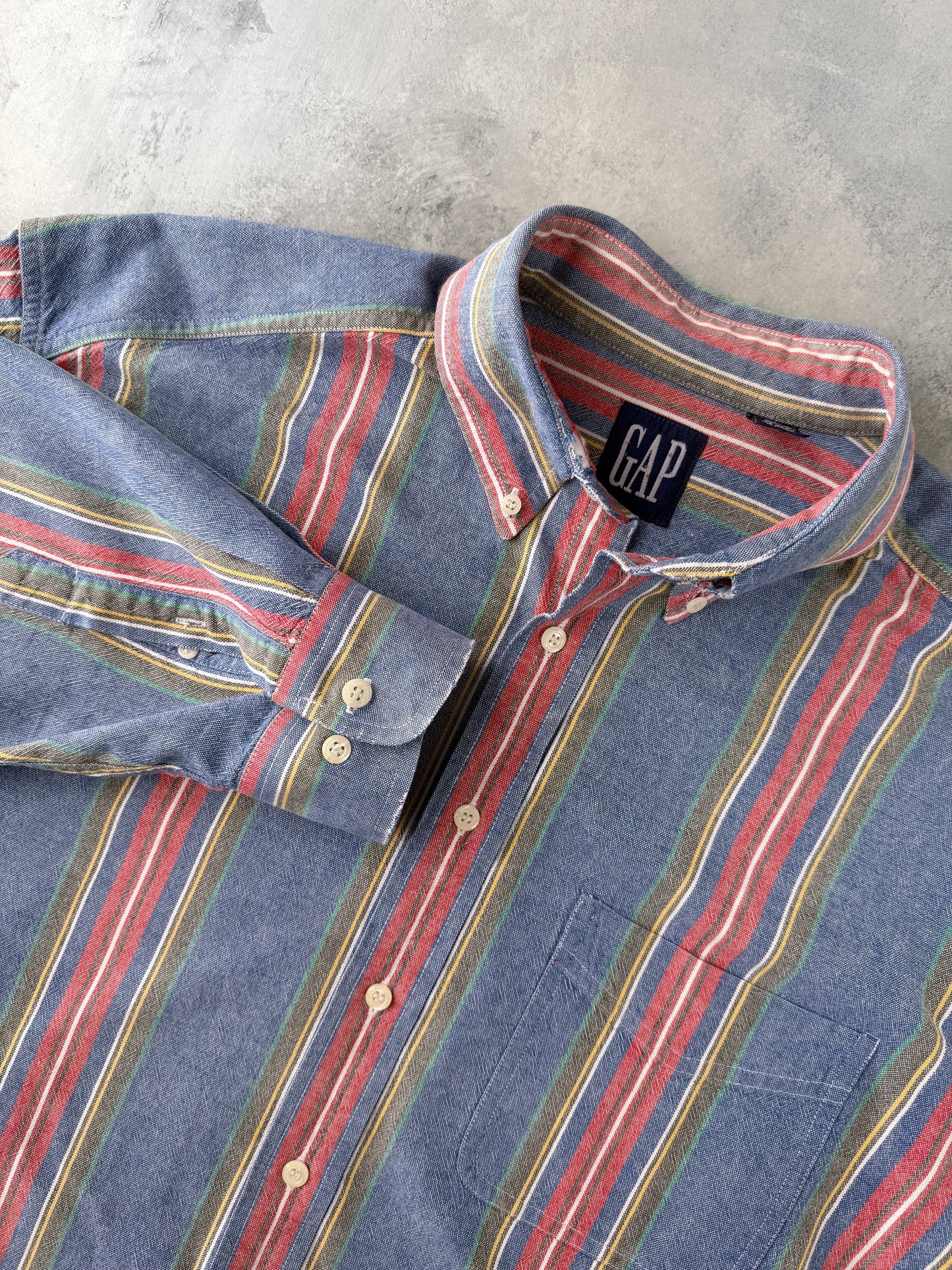 Gap Striped Cotton Button Up Shirt 90's - XL