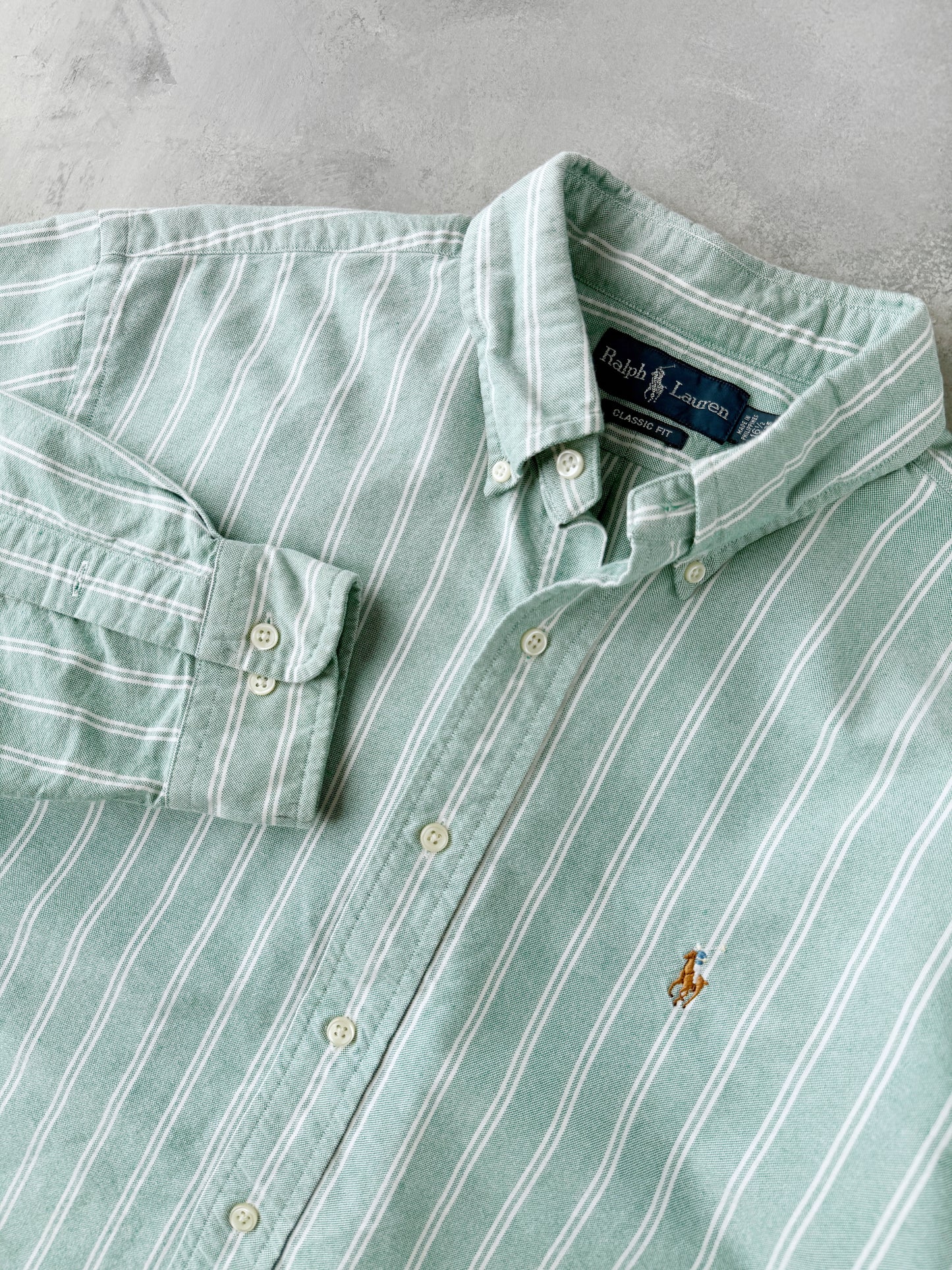 Striped Ralph Lauren Button Up Shirt 90's - Large / XL
