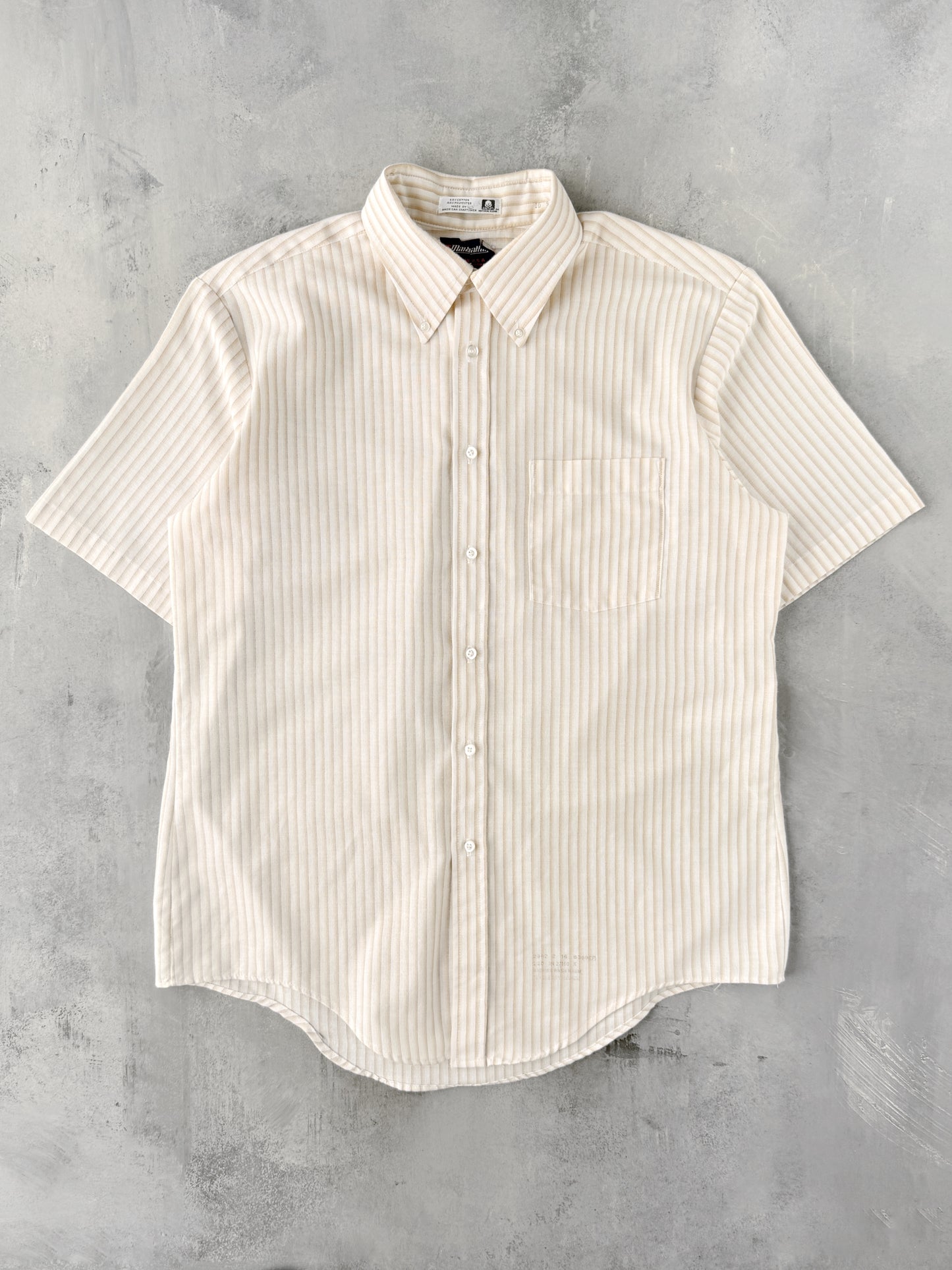 Striped Short Sleeved Button Up Shirt 80's - Large