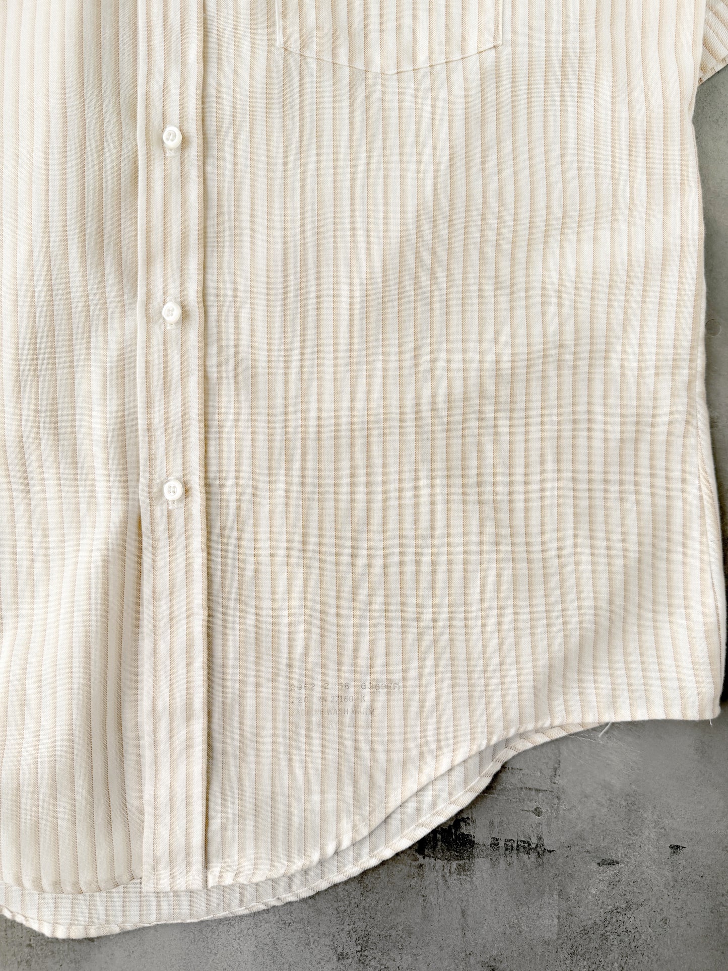 Striped Short Sleeved Button Up Shirt 80's - Large
