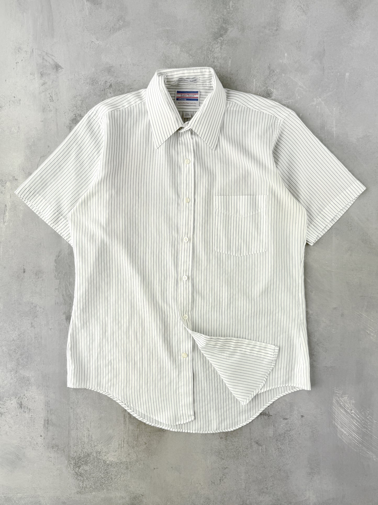 Pinstriped Short-Sleeved Button Down Shirt 80's - Medium/ Large