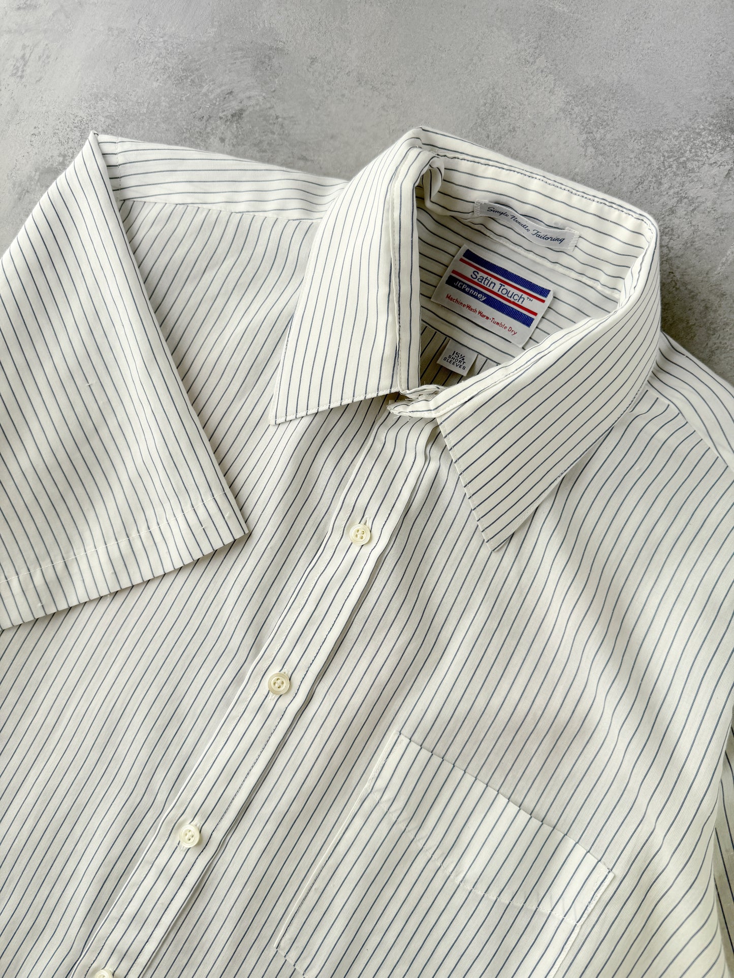 Pinstriped Short-Sleeved Button Down Shirt 80's - Medium/ Large