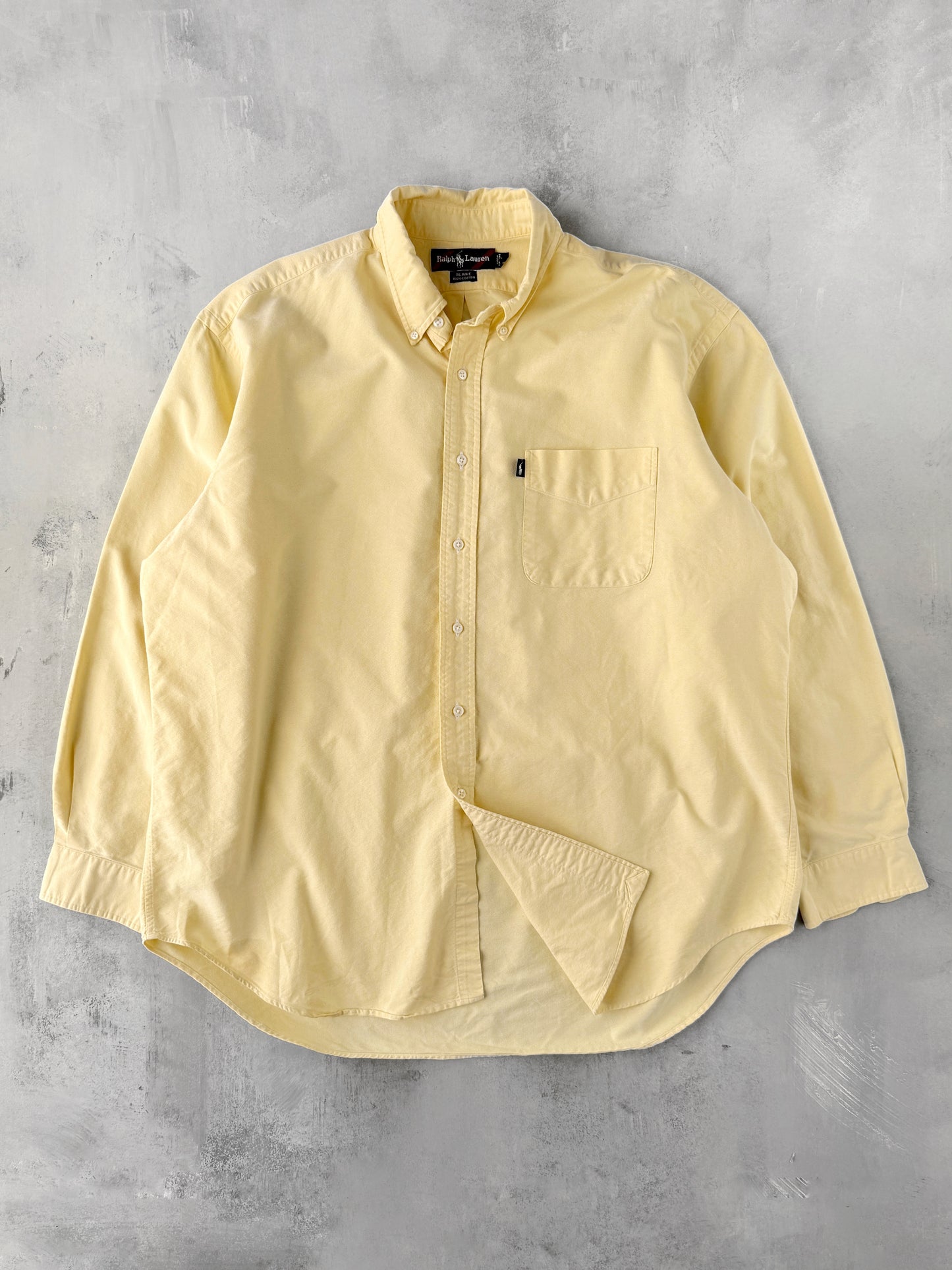 Yellow Ralph Lauren Button Up Shirt 90's - XL