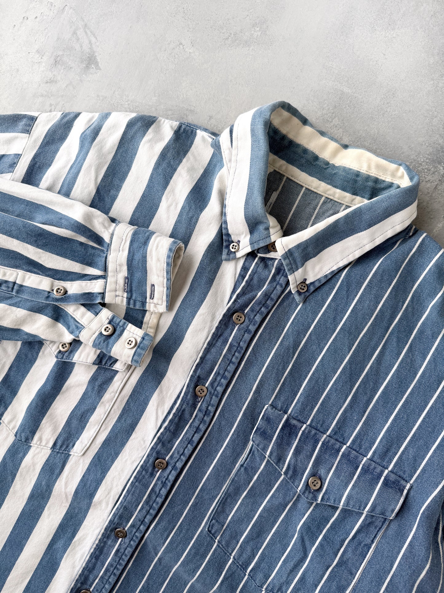 Mixed Stripes Button Down Shirt 90's - XL