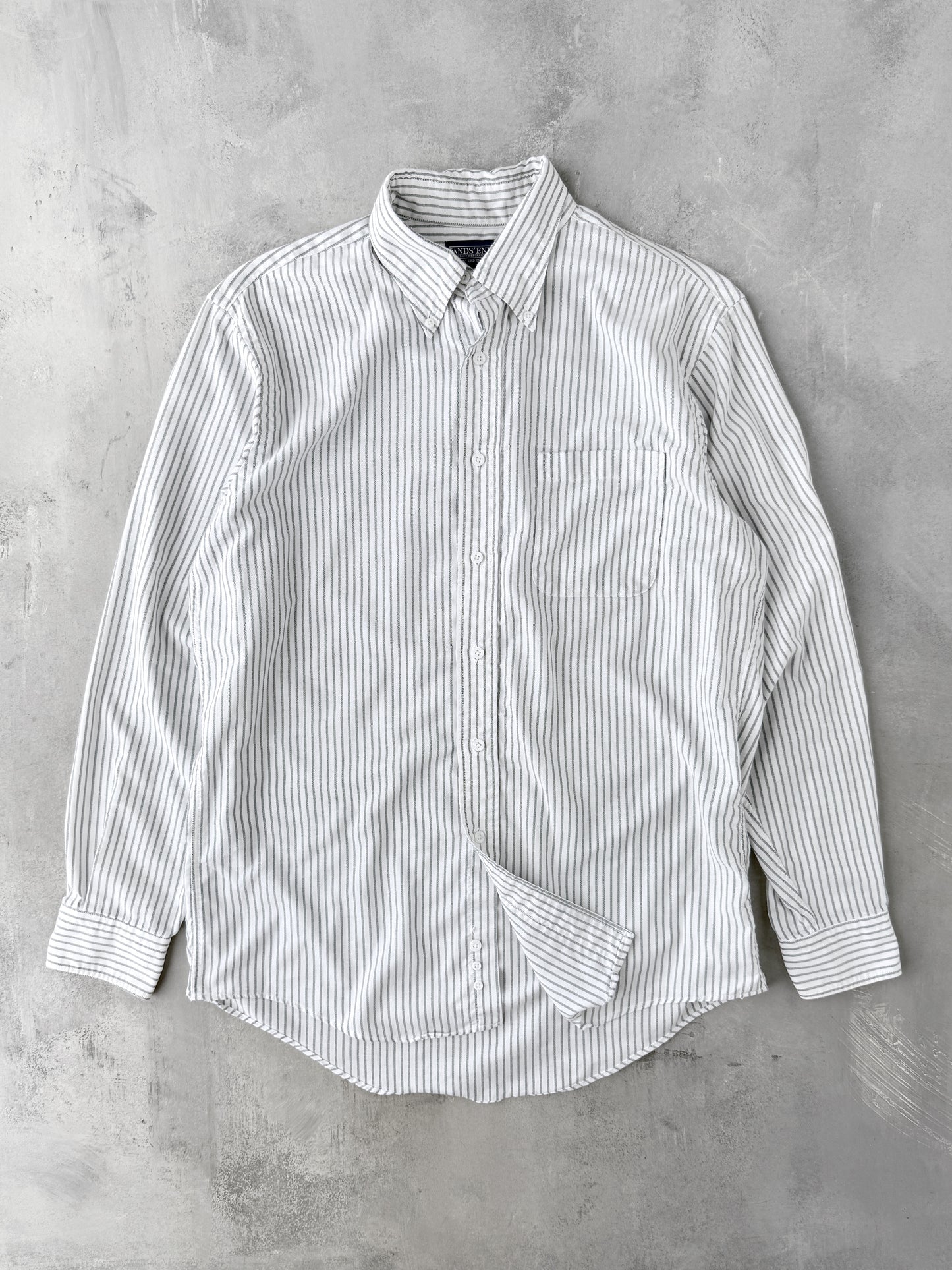 Striped Land's End Button Down Shirt 90's - Large