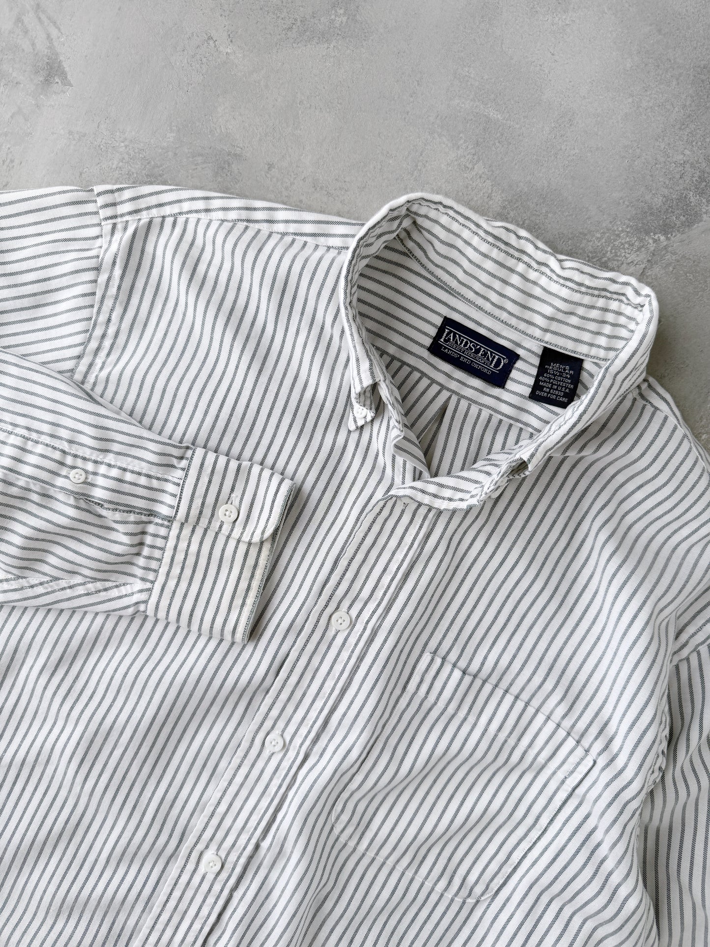Striped Land's End Button Down Shirt 90's - Large