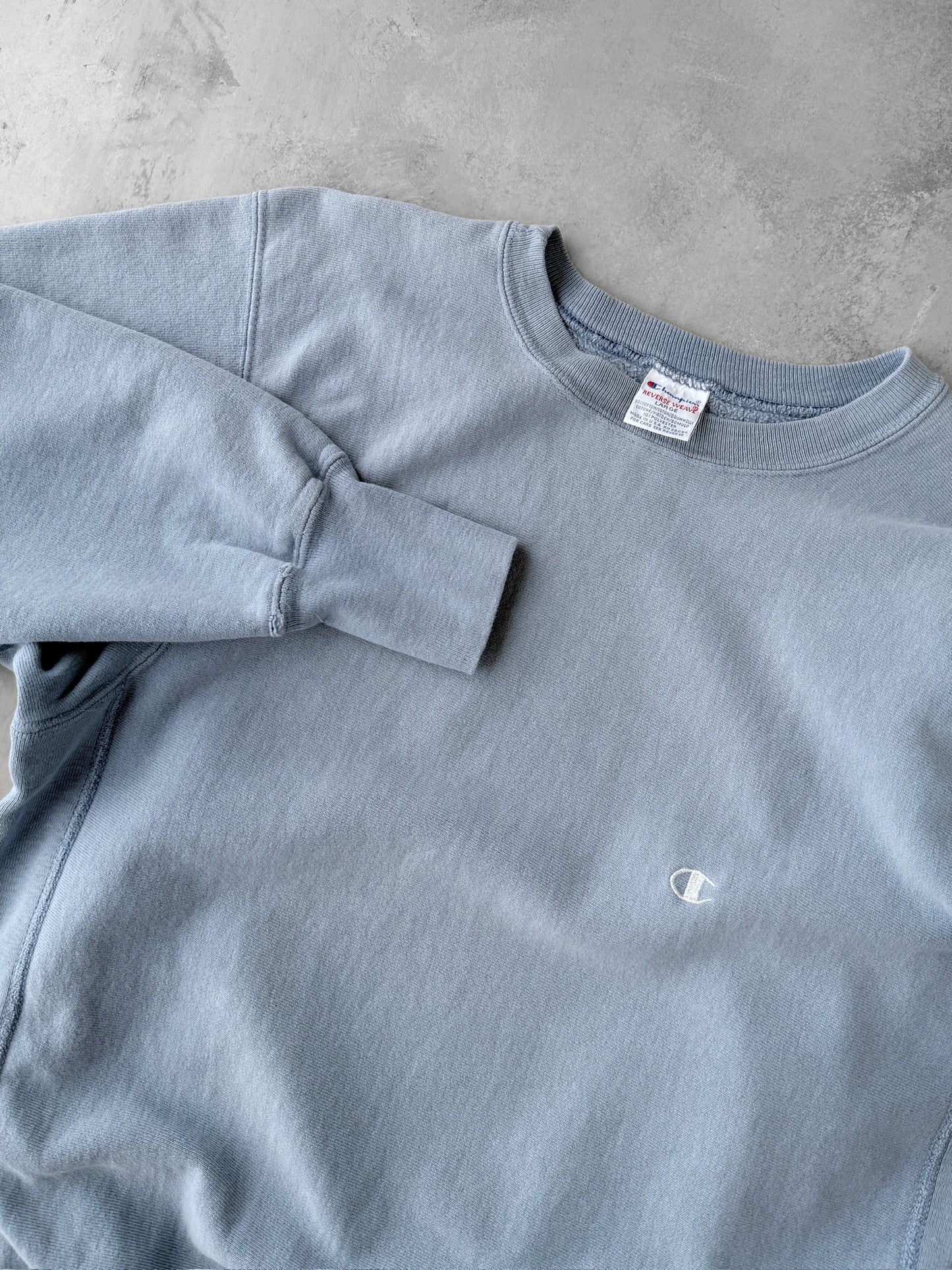 Light Blue Champion Reverse Weave Sweatshirt 90's - Large