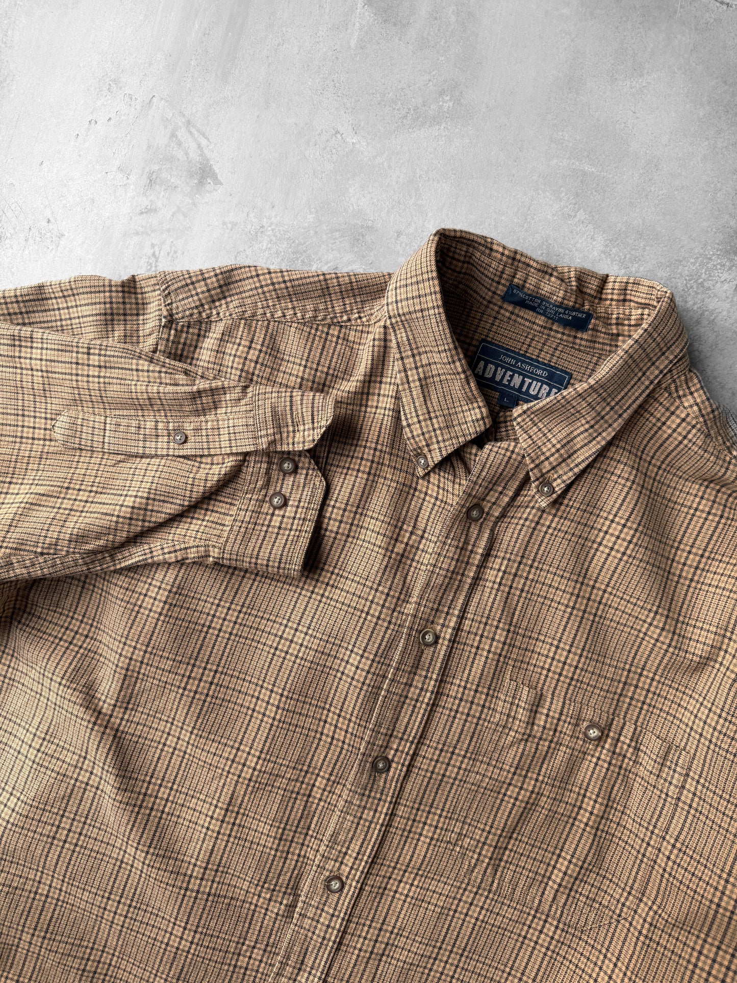 Casual Plaid Cotton Oxford Shirt 90's - Large