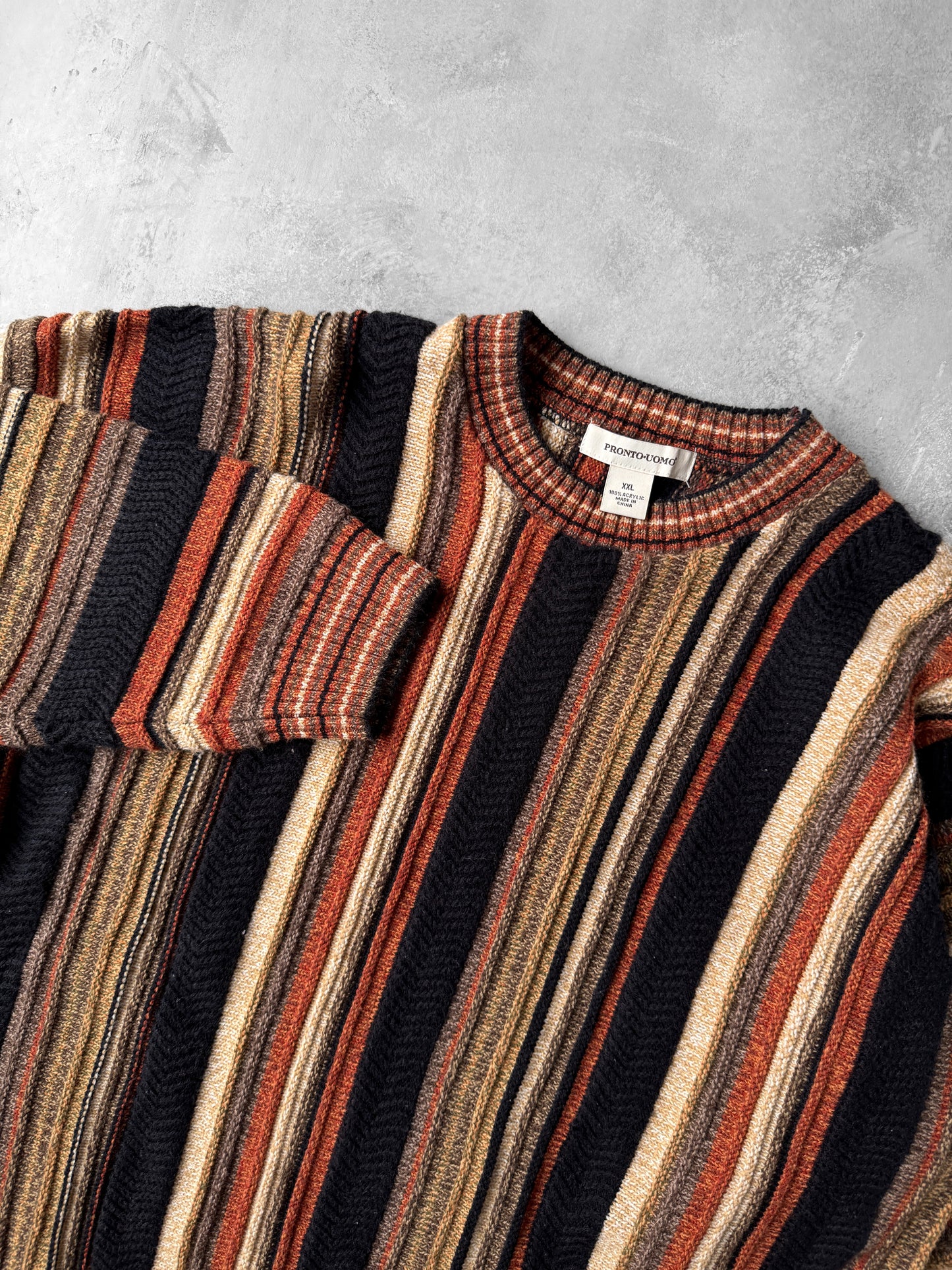 Vertical Striped Knit Sweater 10's - XXL