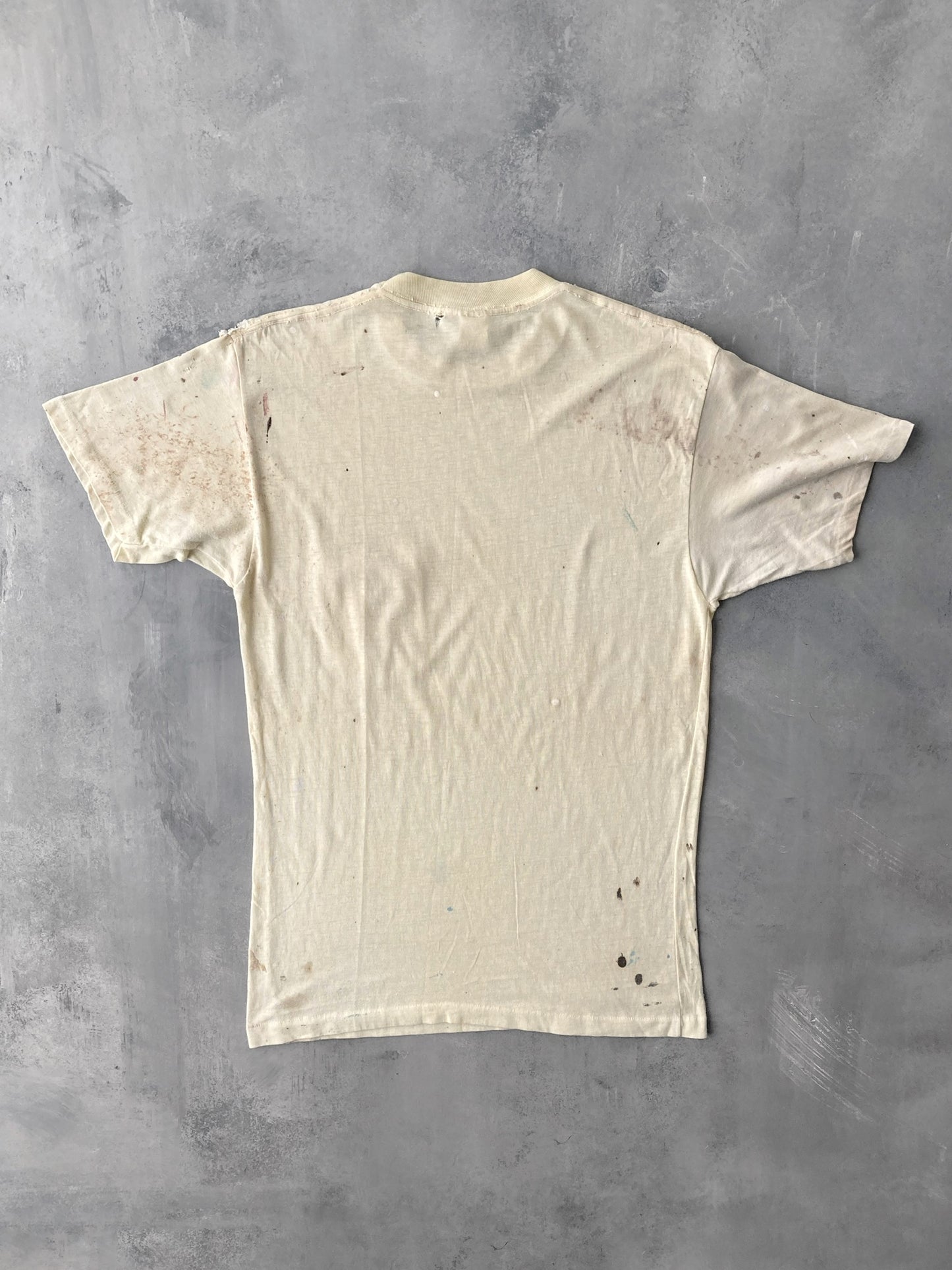 Distressed Yellow Pocket T-Shirt 70's - Medium