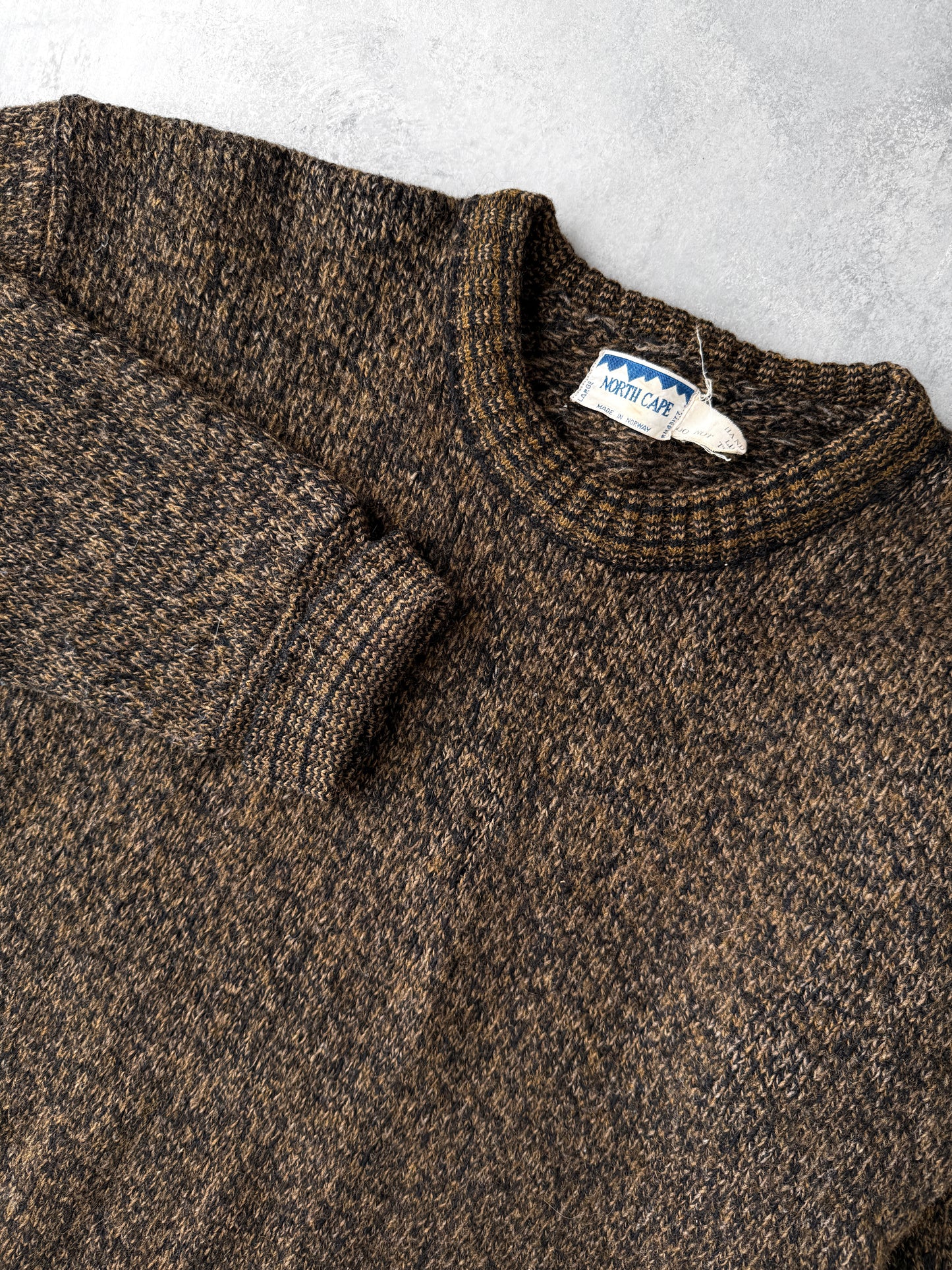 Marled Brown Wool Sweater 80's - Large