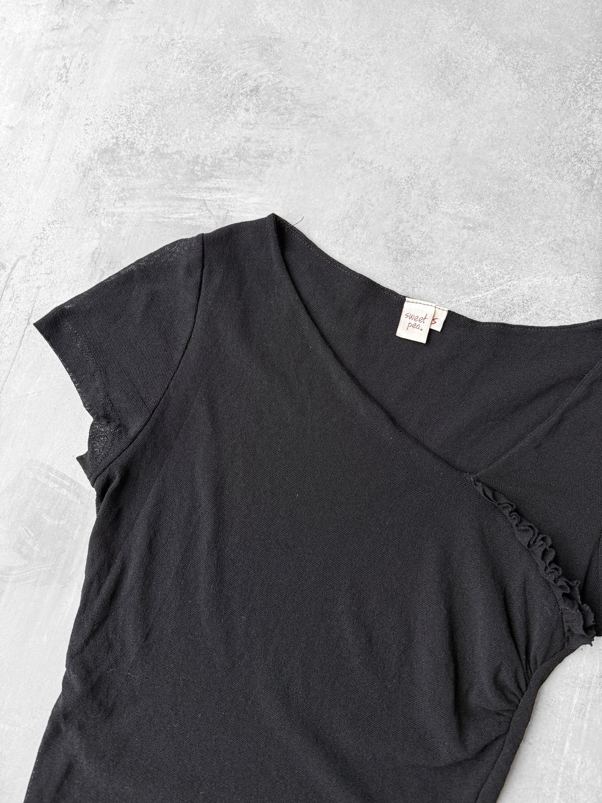 Fitted Black Mesh Top Y2K - Small