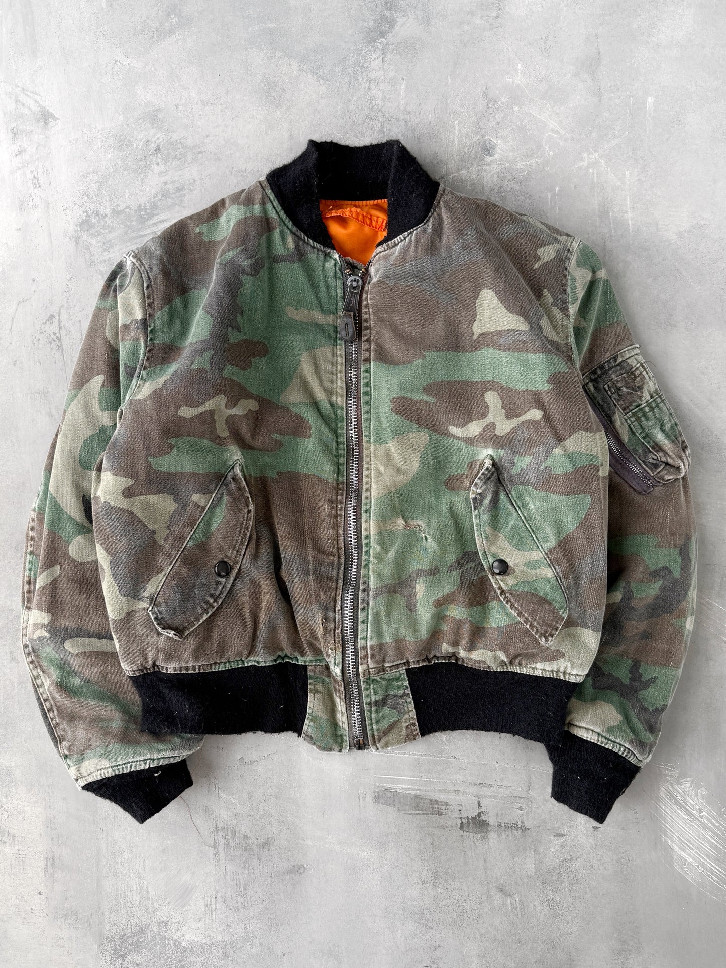 Reversible Camo Bomber Jacket 80's - Medium