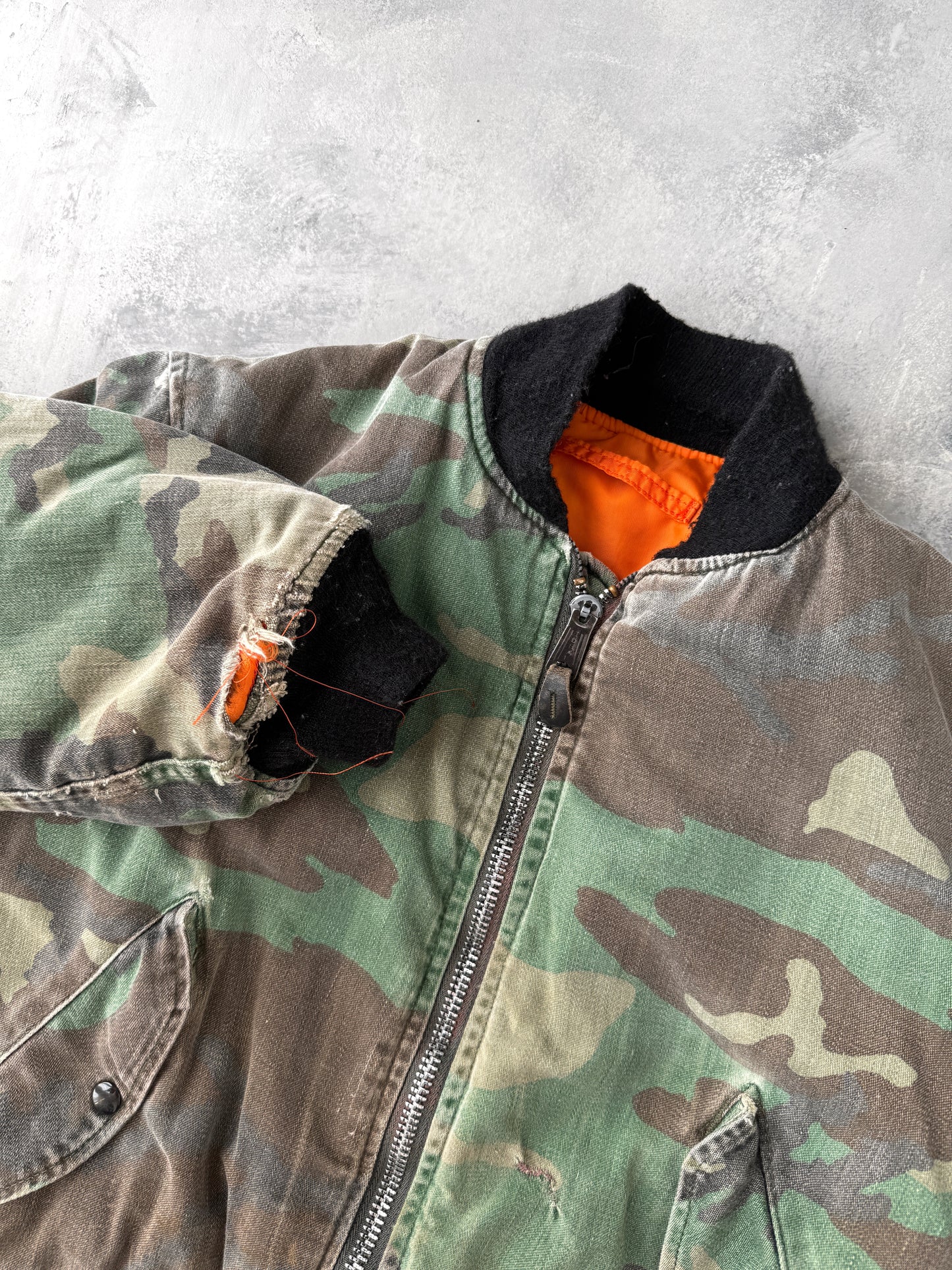 Reversible Camo Bomber Jacket 80's - Medium