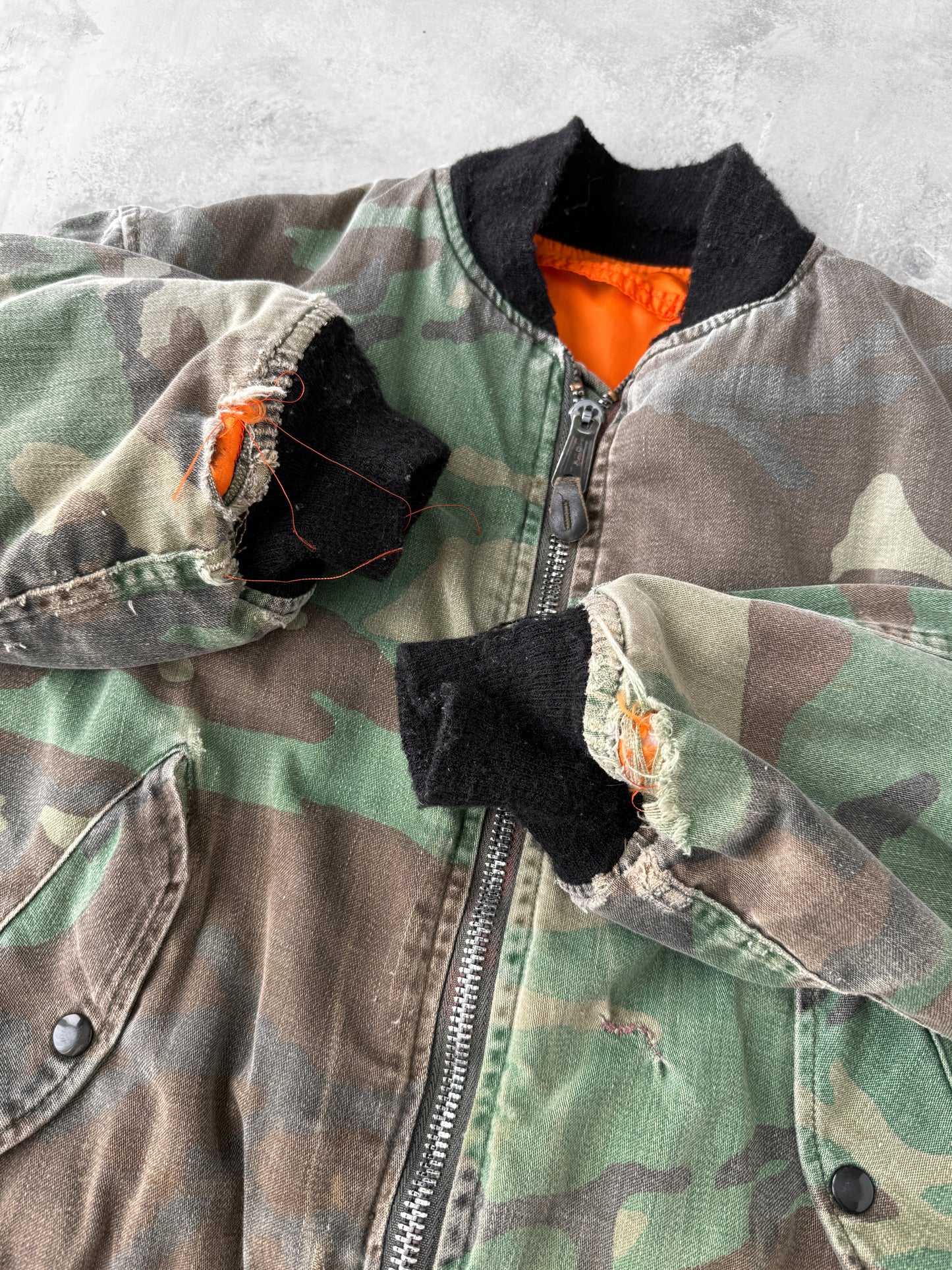 Reversible Camo Bomber Jacket 80's - Medium