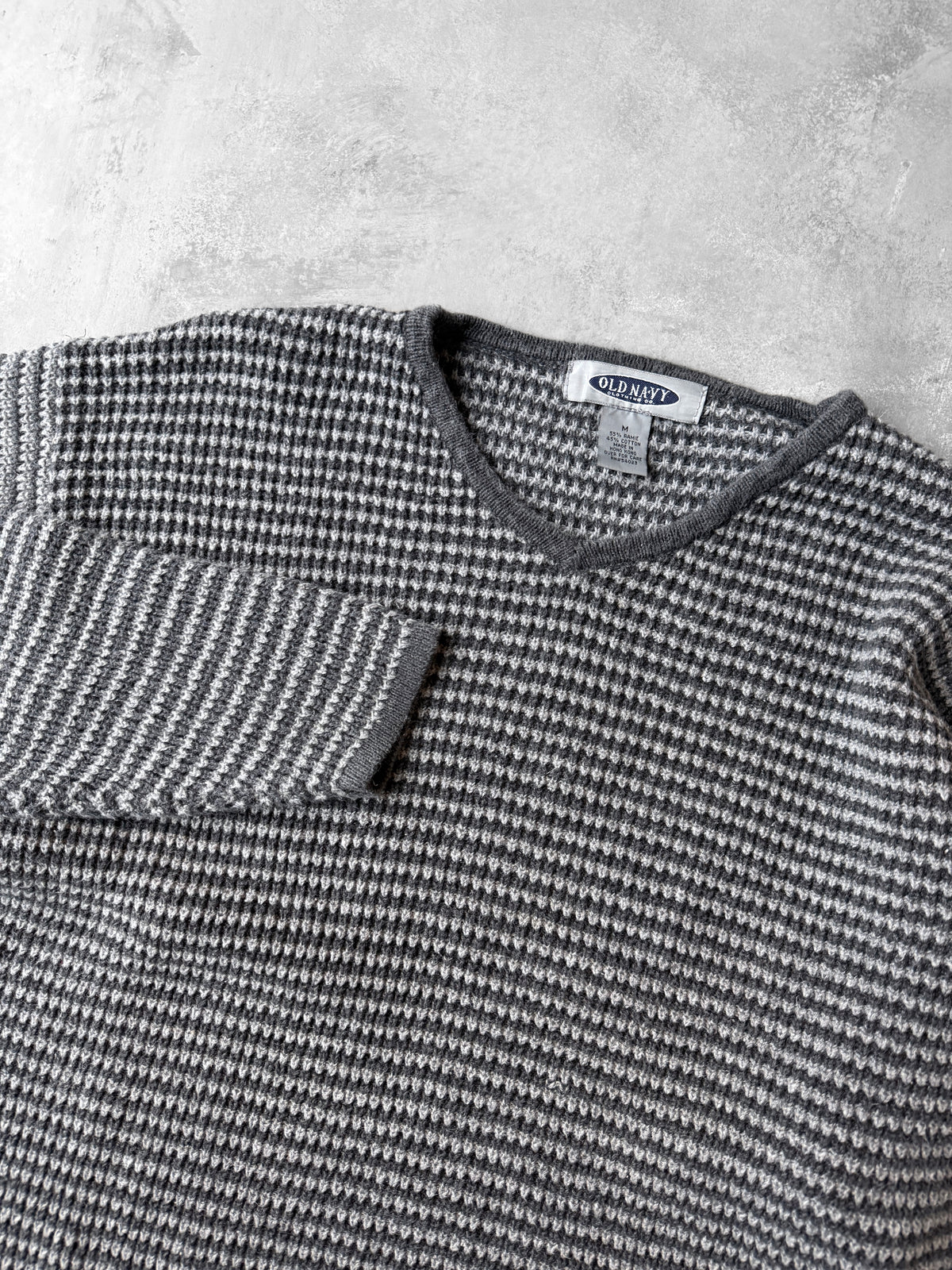 Striped V Neck Sweater Y2K - Medium