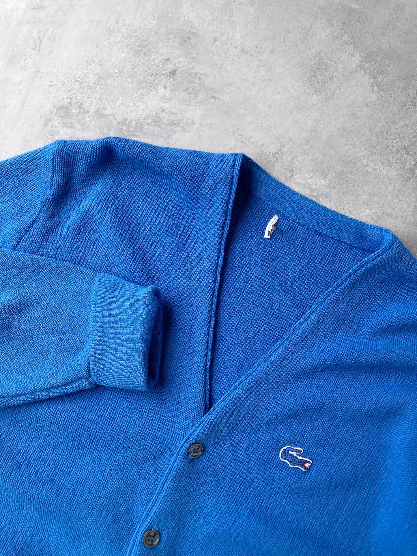 Lacoste V-Neck Cardigan 80's - Large