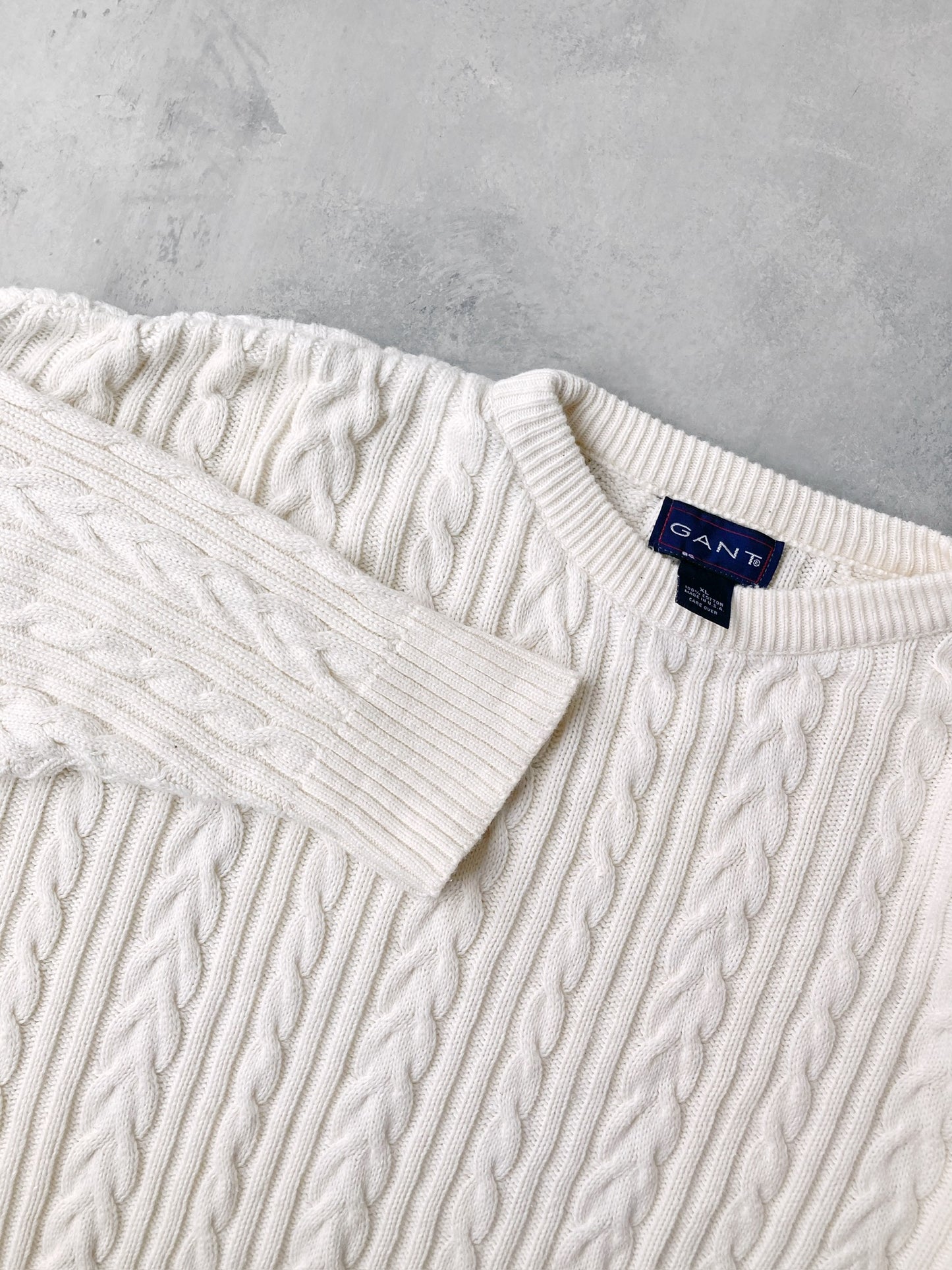 Ivory Cable Knit Sweater 90's - XL