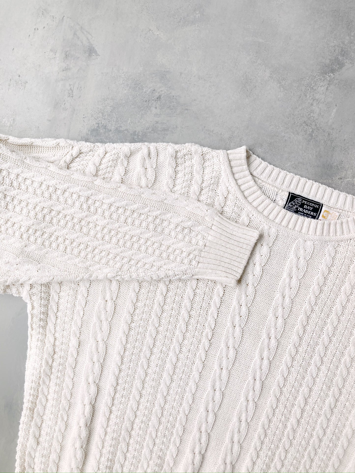 Ivory Cable Knit Sweater 90's - Large