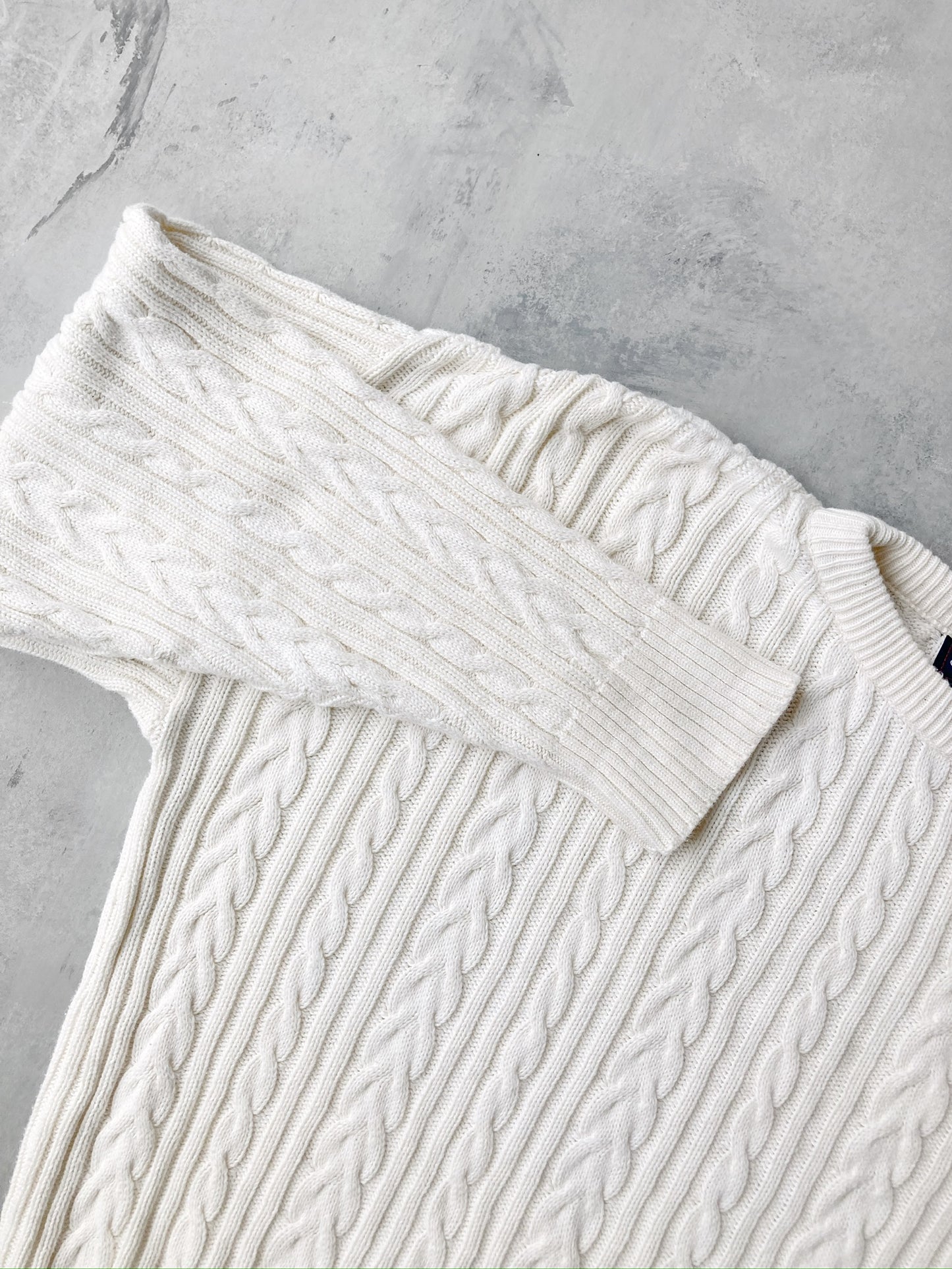 Ivory Cable Knit Sweater 90's - XL