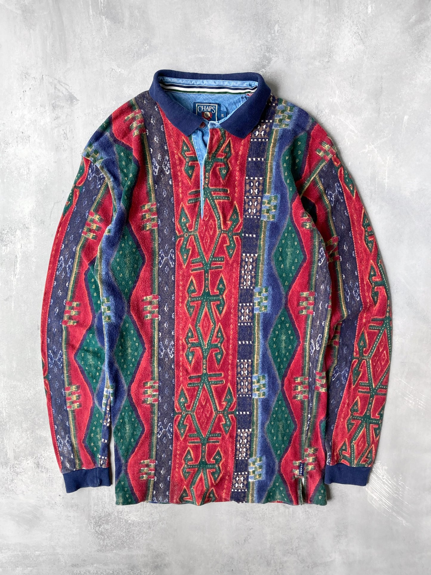 Multicolor Long Polo Shirt 90's - Medium