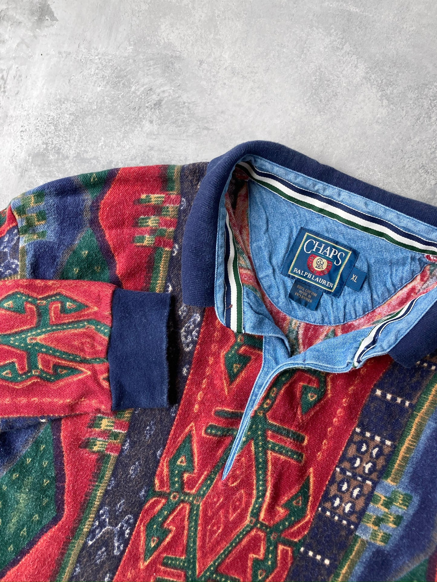 Multicolor Long Polo Shirt 90's - Medium