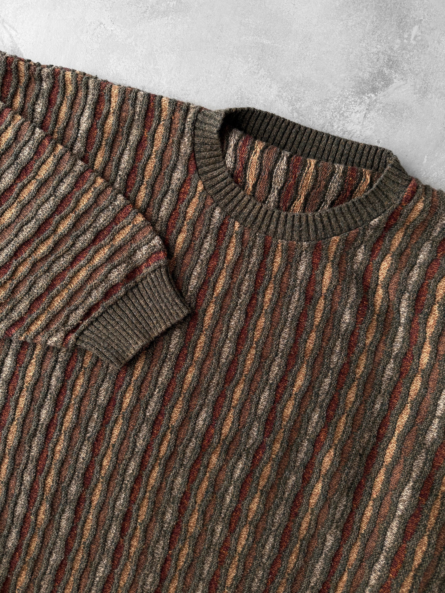 Textured Stripe Sweater Y2K - XXL