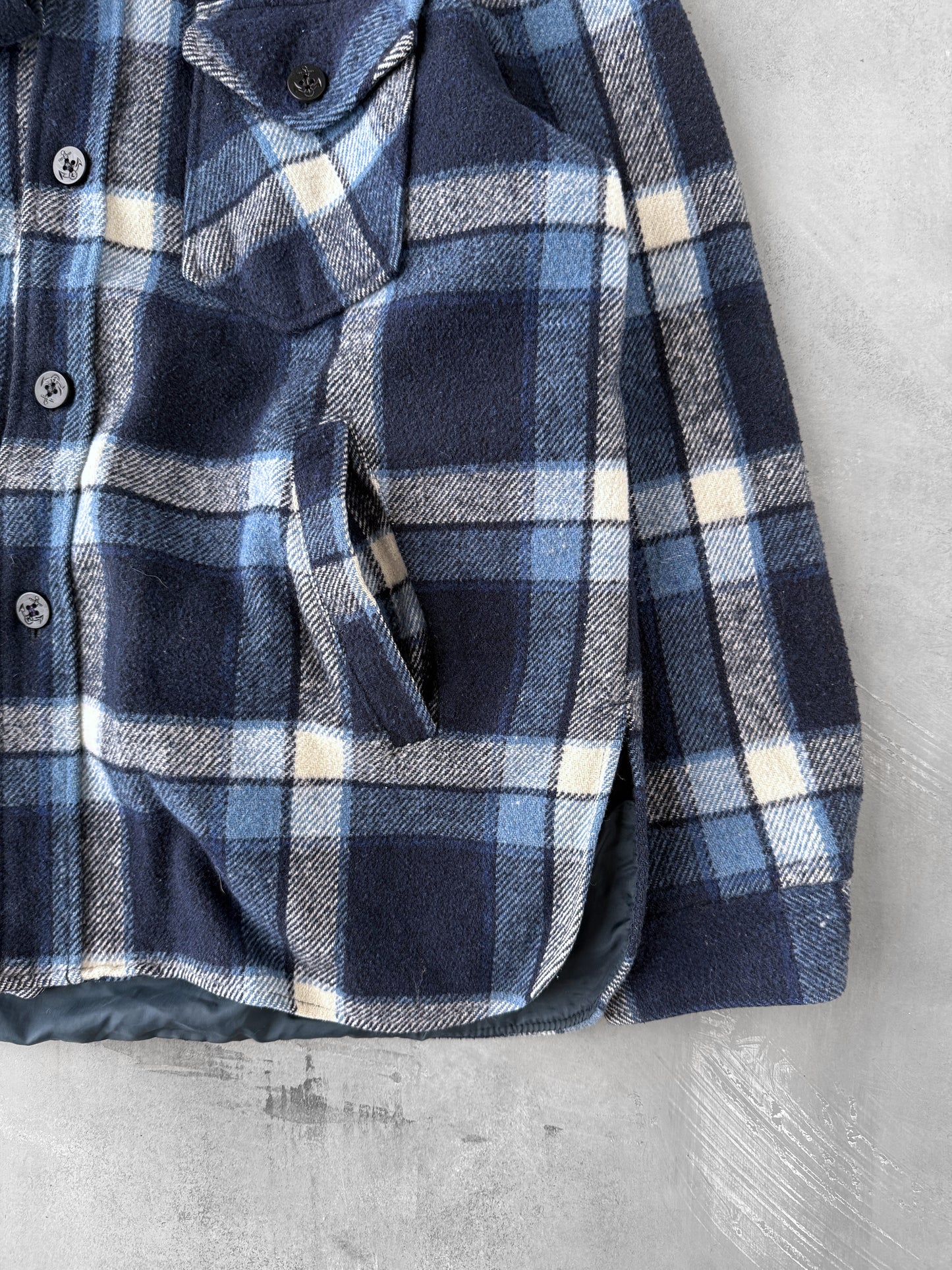 Lined Plaid Chore Shirt 80's - Large