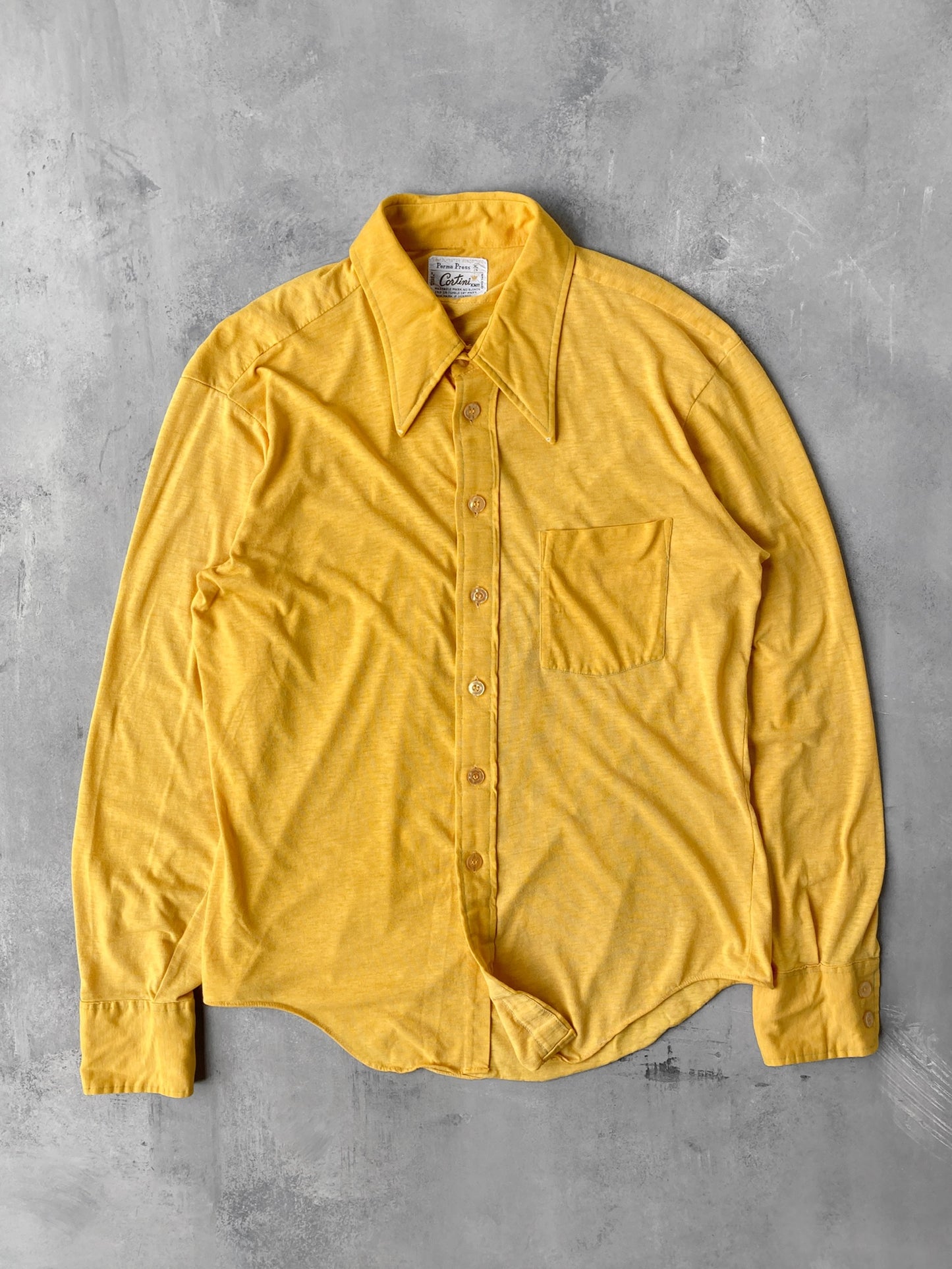 Pointed Collar Yellow Shirt 70's - Medium / Large